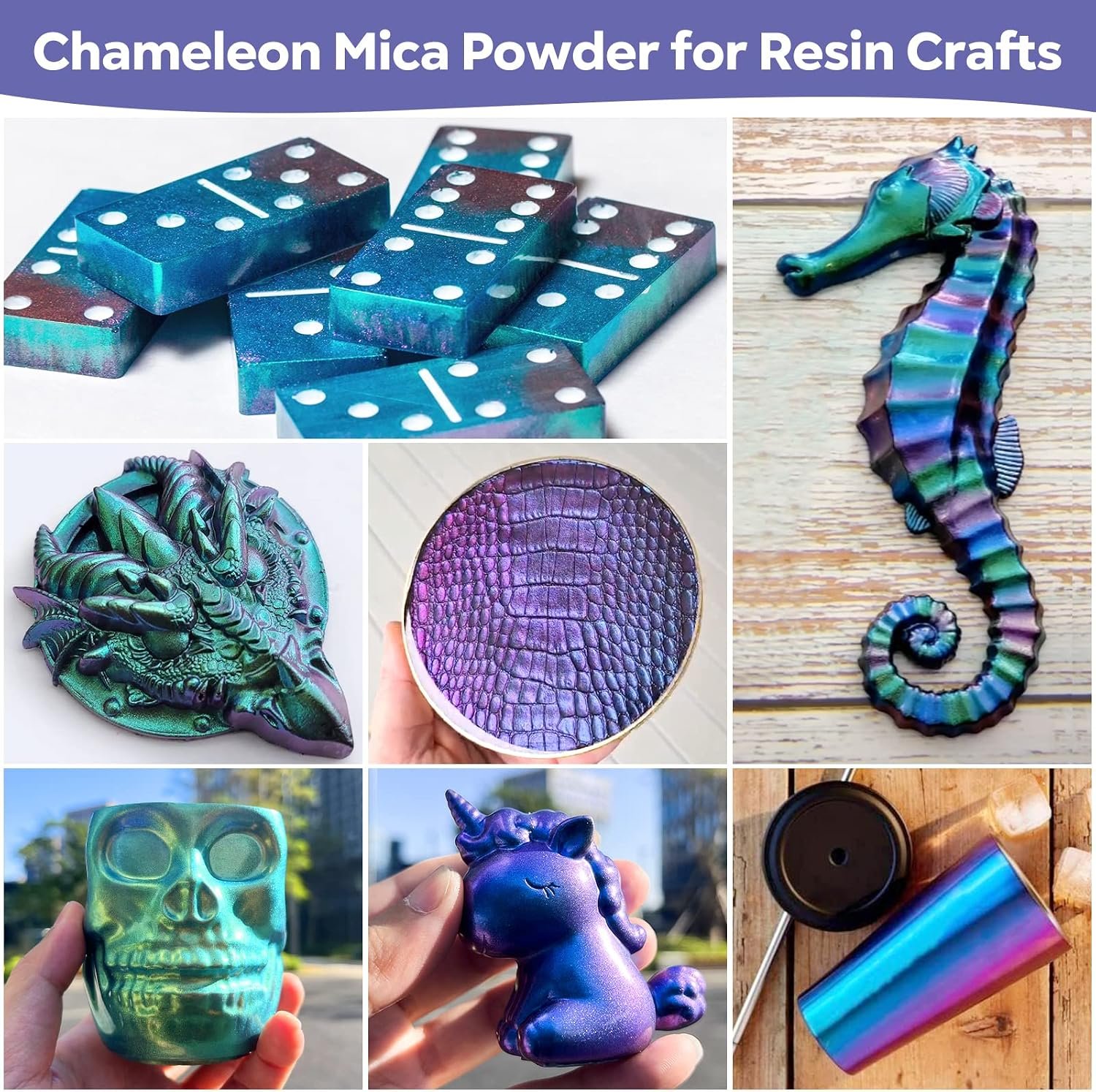 CHEAPART Chameleon Mica Powder 4 Colors, Color Shift Pigment for Resin