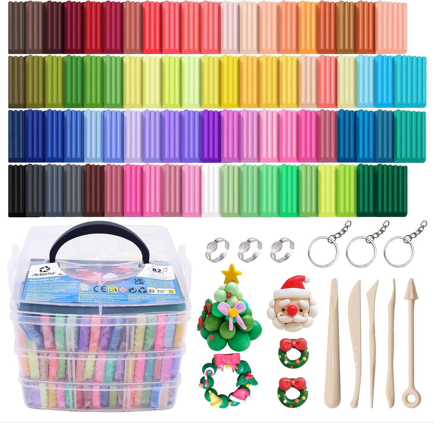 Artecho Polymer Clay Kit, 82 Colors Oven Bake Clay