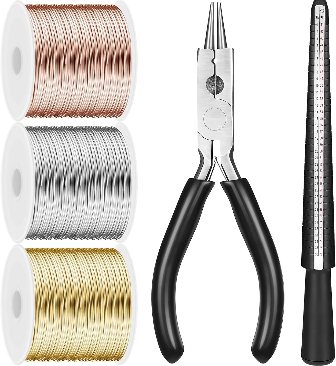 Hotop Craft Wire Set Aluminum,3 Rolls,Gold, Silver, Rose Gold,1 Mm (25 M)