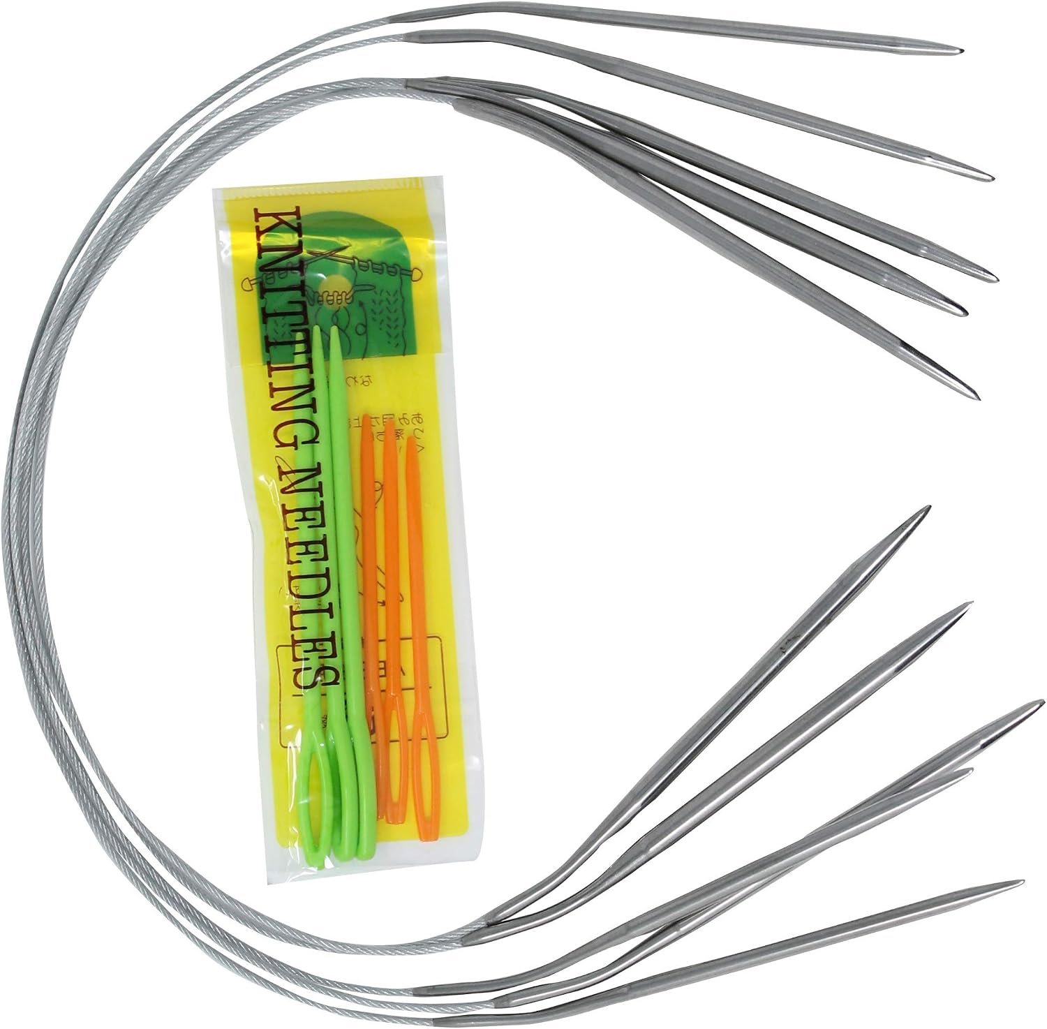 KnitPal 16″ (40cm) Metal Circular Knitting Needles Set with Fixed Cable