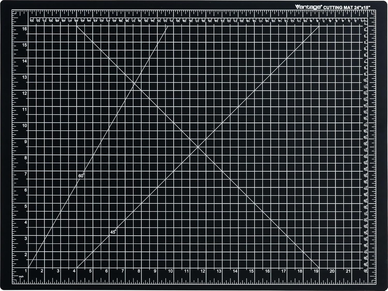 Dahle Vantage 10792 Double-Sided Premium Self-Healing Cutting Mat, 18″x24″, 1/2″ Grid, 5 Layers for Max Healing, Perfect for Crafts & Sewing, Black