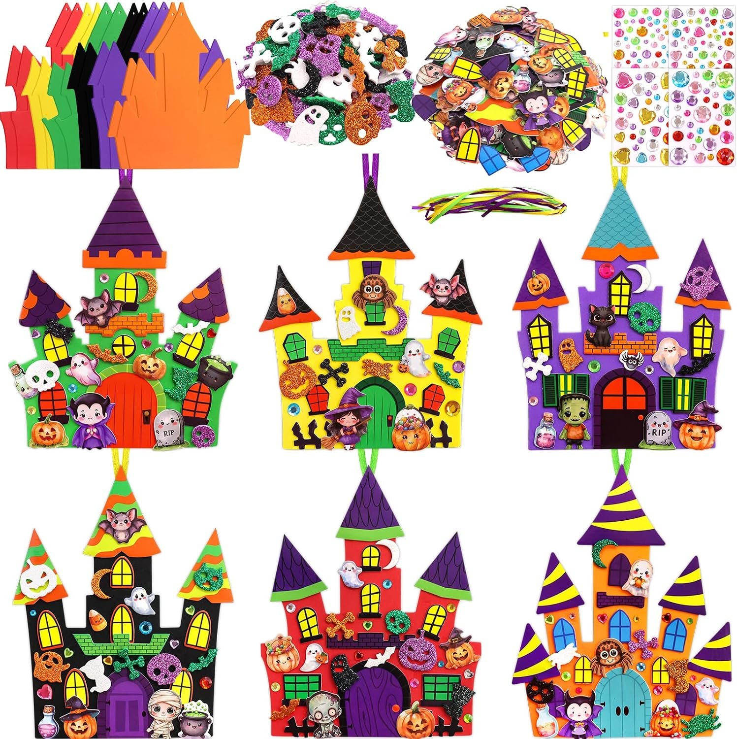 Fancy Land Halloween Crafts DIY Haunted House Foam Craft Stickers 12 Sets