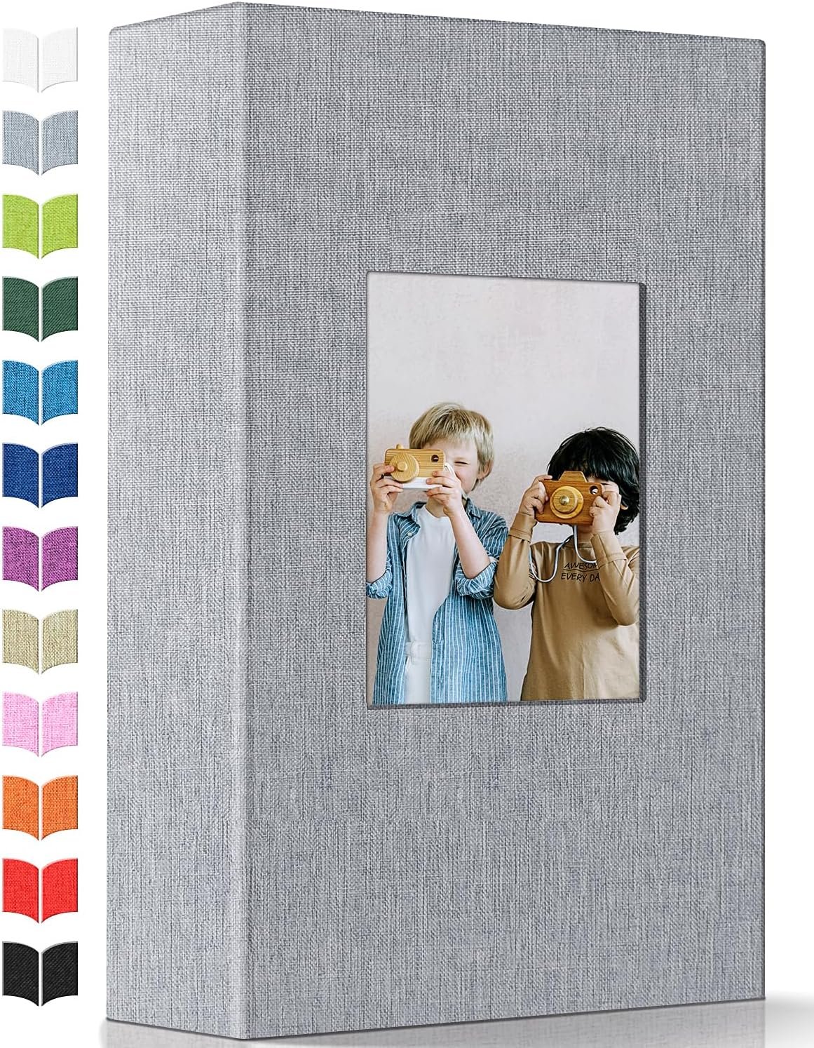 Artfeel Photo Album 4×6 with 300 Pockets,Slip-in Picture Albums,Linen Cover Memory Book with Front Window,White Page Vertical Photo Book for Wedding,Family,Anniversare,Baby,Vacation,Father’s Day