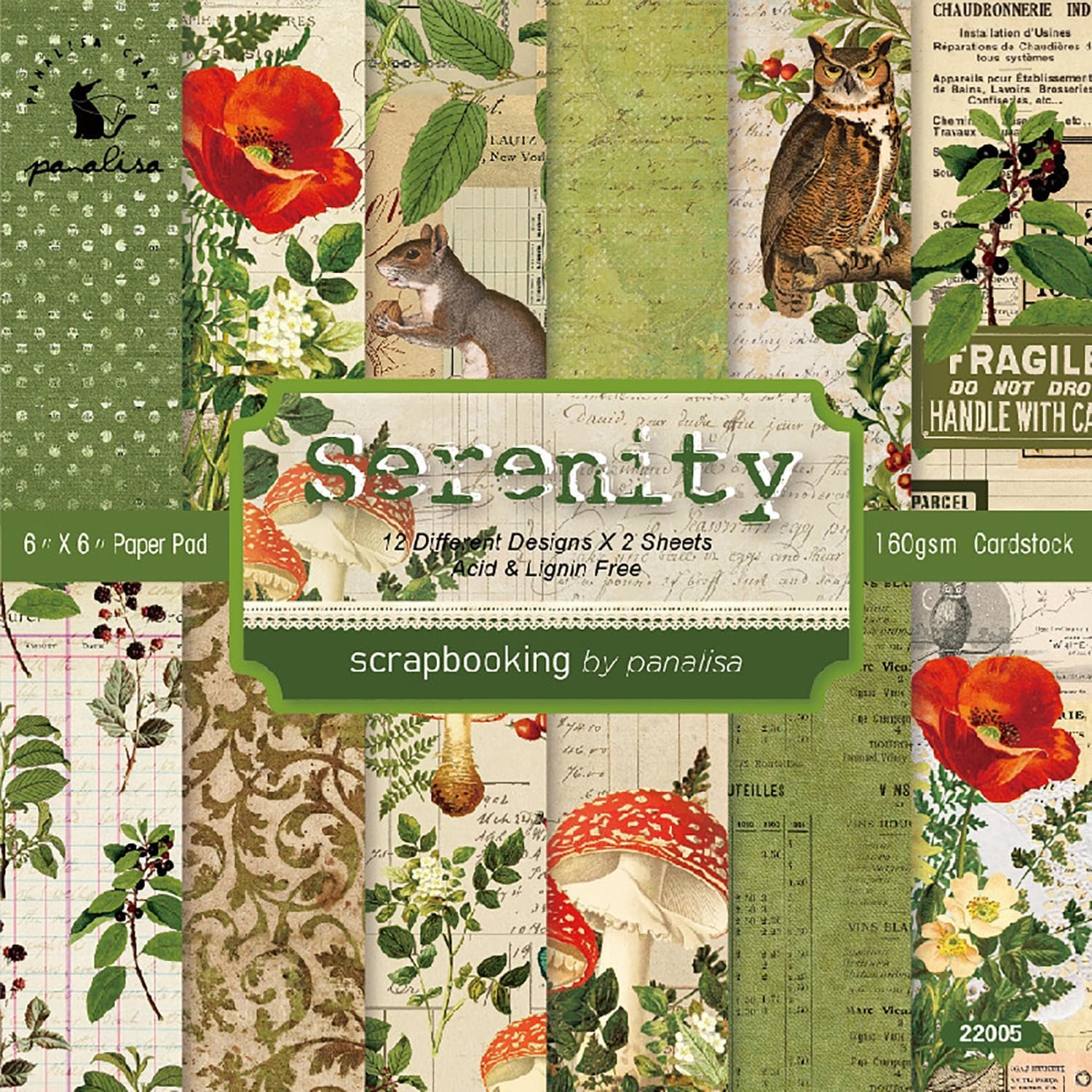 YASMEN Scrapbook Paper Pad 6×6, Vintage Patterned Cardstock Paper Pads for Card Making, Journals, Planner, DIY Envelopes, Greeting Cards, Gift Card, Decorative Art Craft -24 Sheets