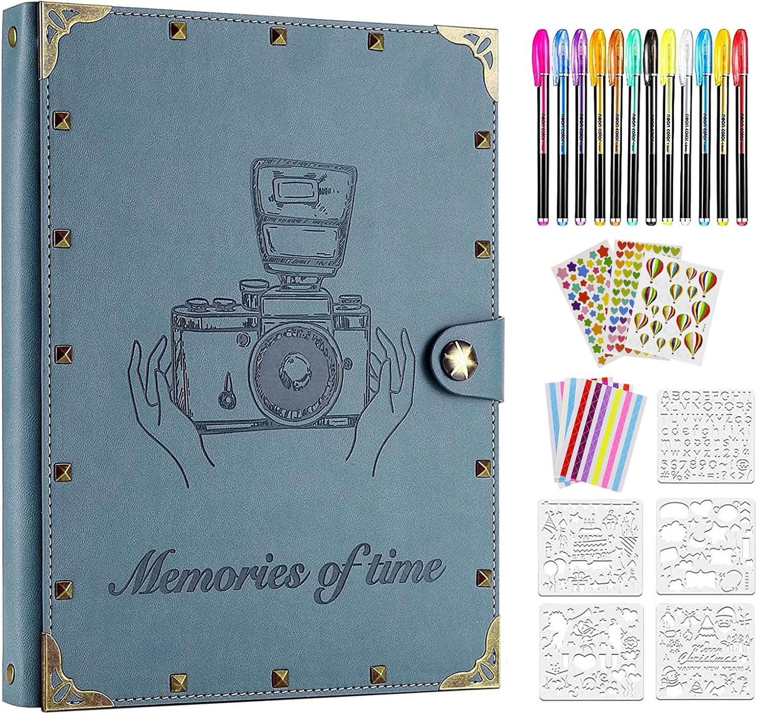 ZEEYUAN Leather Scrapbook Album 60 Pages Love Memory Photo Album 8.5×11 inch, Travelling Journal Scrap Book Family Scrapbook Scrapbooking Supplies Kits Gift for Couples Anniversary Wedding
