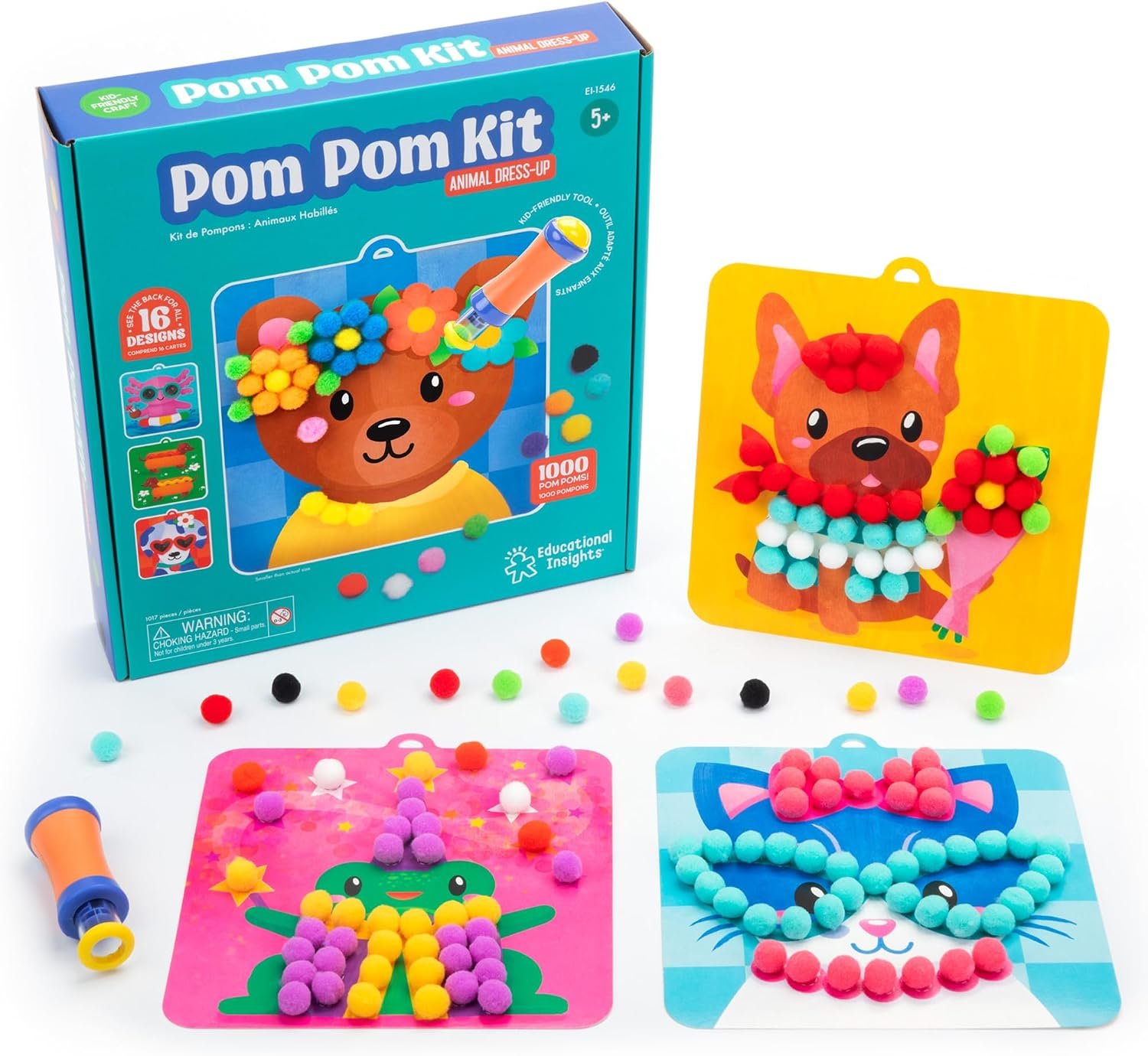 Educational Insights Pom Pom Kit: Animal Dress Up