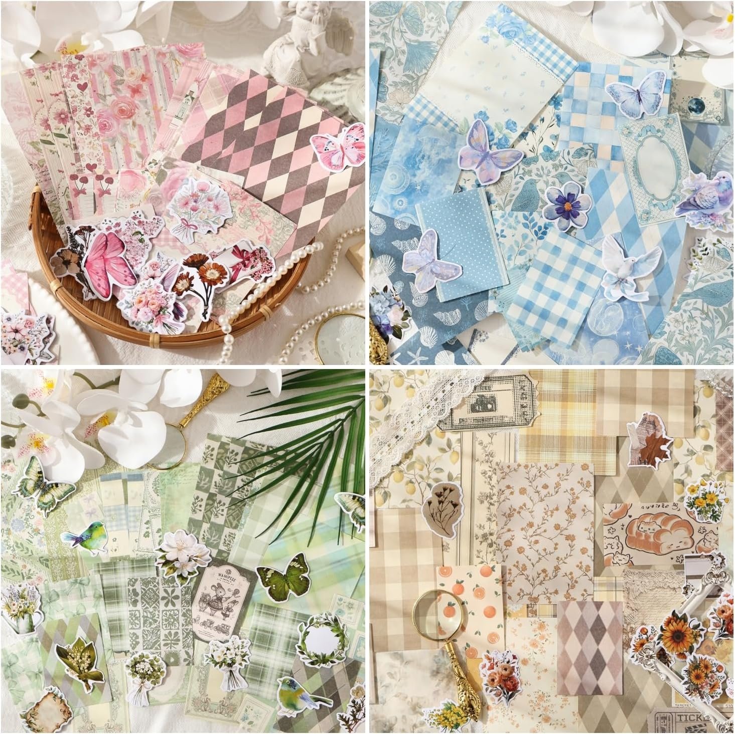 Vintage Scrapbook Supplies kit – 400Pcs Scrapbook Paper & Journal Stickers