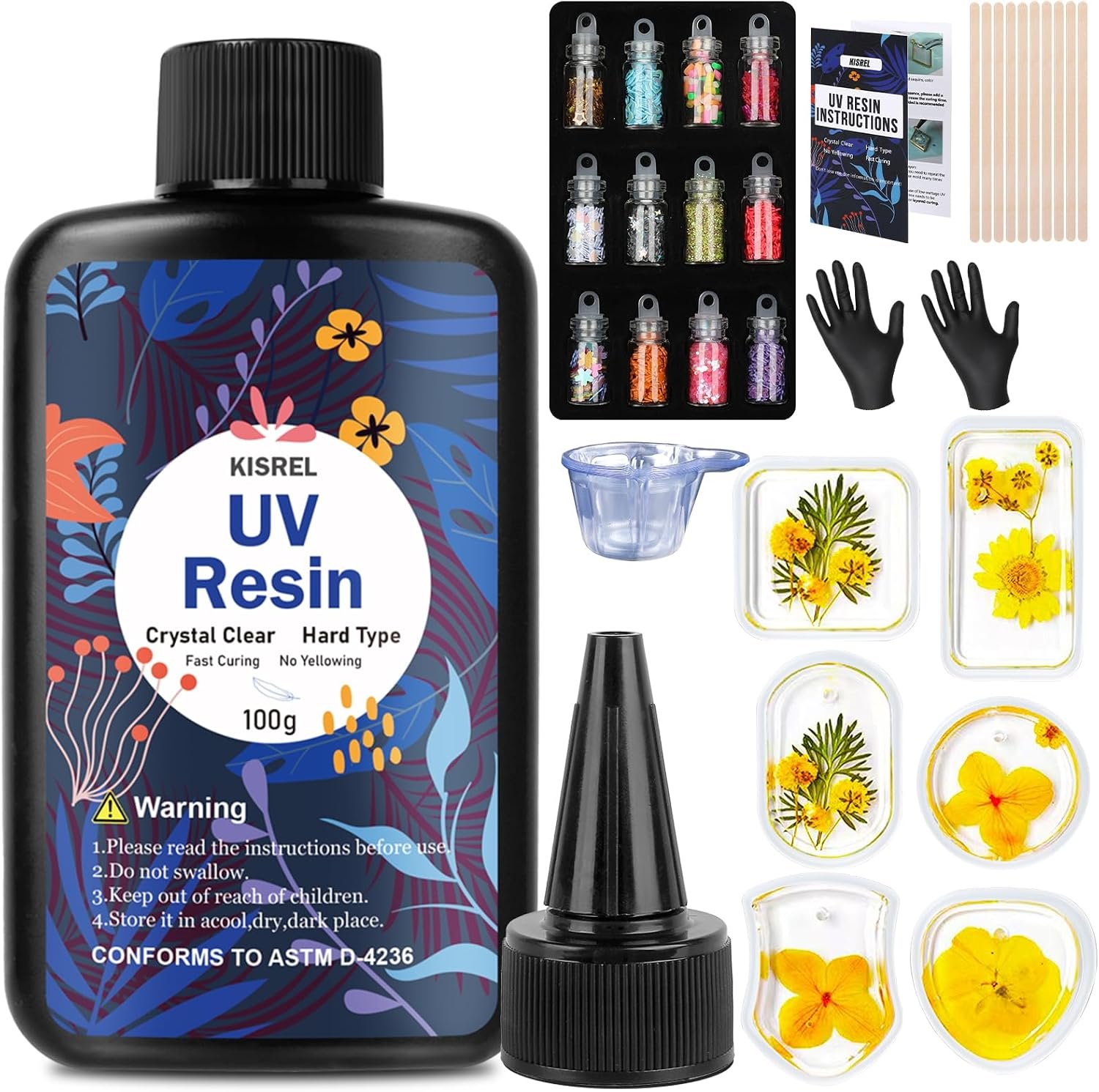 KISREL 100g UV Resin Jewelry Making Kit, Resin with Molds