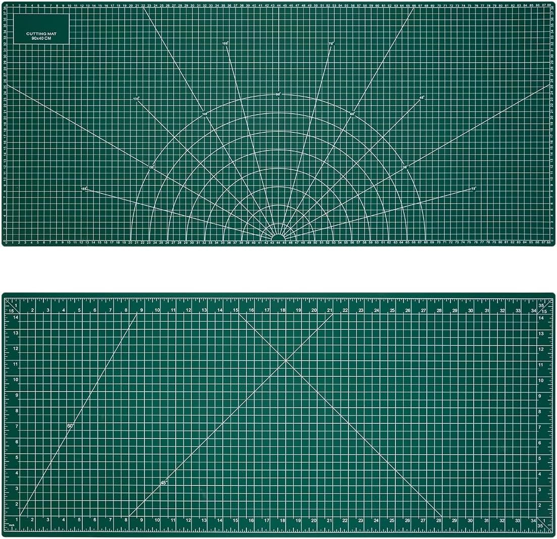 Self Healing Cutting Mat, 35″ × 15″, Double-Sided Rotary Cutting Mat for Sewing, Quilting, Scrapbooking & Craft, Large Craft Cutting Board for Hobby Use, Green