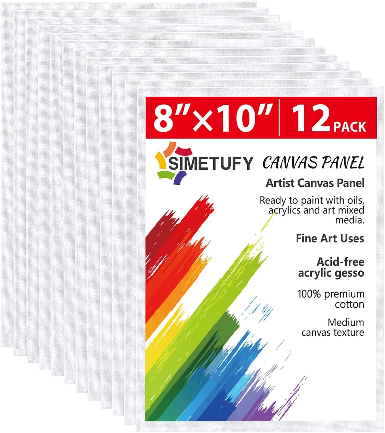 Simetufy 12 Pack 8×10 Canvas Boards for Painting,Art Painting Supplies
