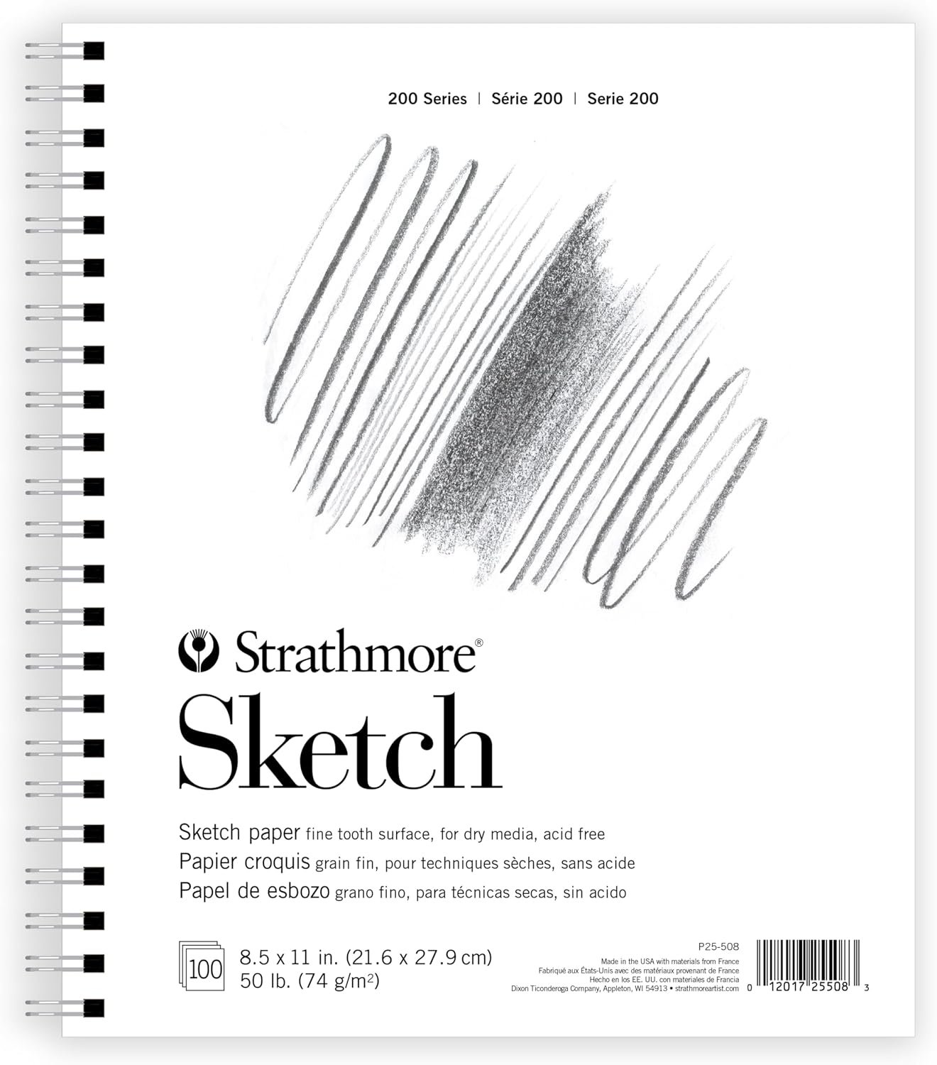 Strathmore 200 Series Sketch Pad, 8.5×11 inch, 100 Sheets, Side Wire – Artist Sketchbook for Drawing, Illustration, Art Class Students