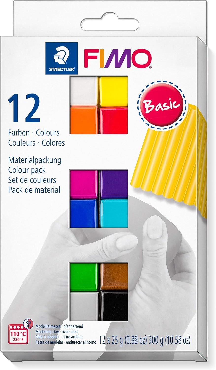 STAEDTLER FIMO Soft Oven Bake Polymer Clay: Set of 12 Assorted Colors (25g Each) – Clay for Modeling, Jewelry, Sculpting – Adult Arts and Crafts & Hobbies