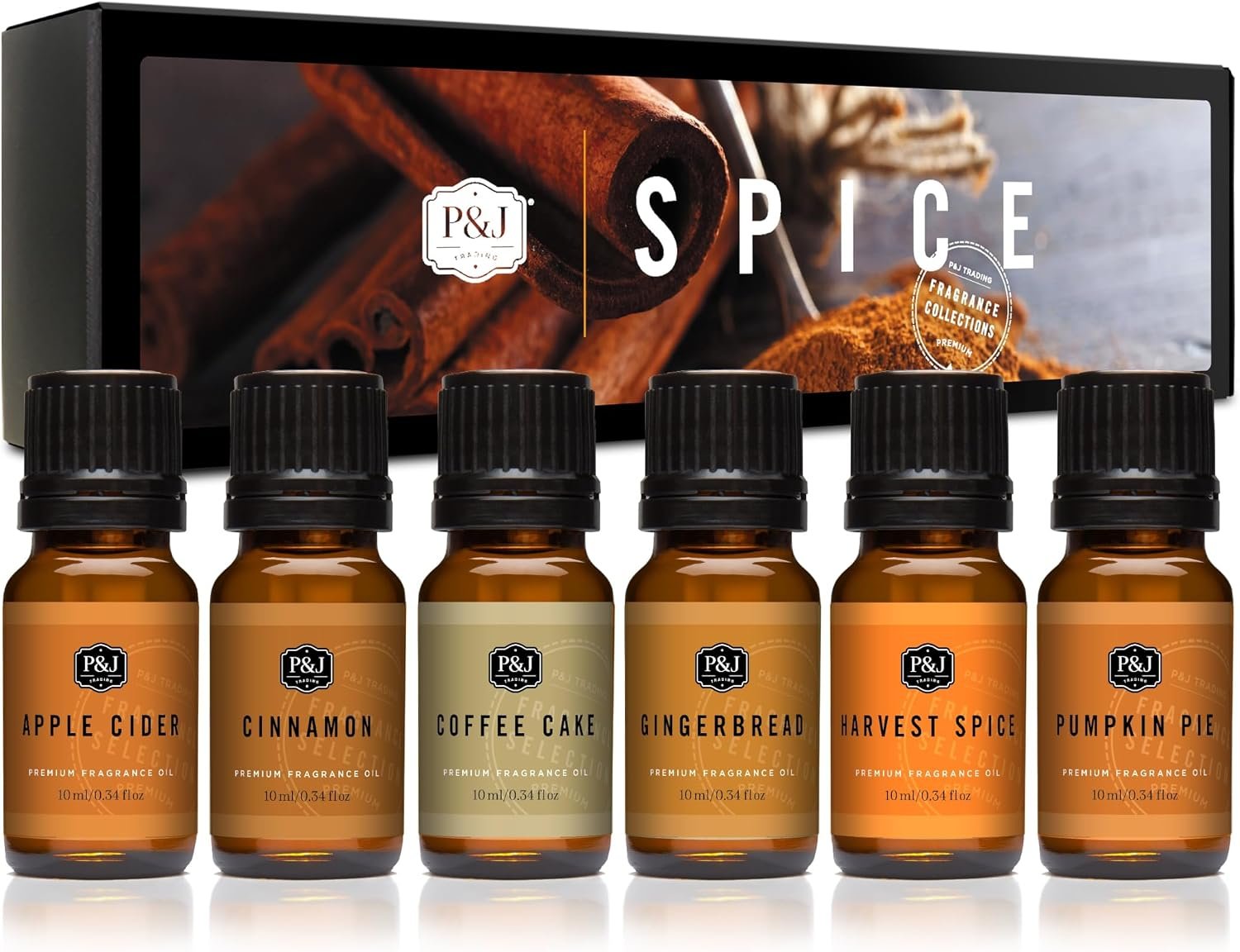 P&J Trading Fragrance Oils for Diffusers for Home Spice Set Fragrance Scents for Candle Making – Soap Making Supplies – Car Diffuser Scents – Essential Home Gift Set – Apple Cider, Cinnamon & More