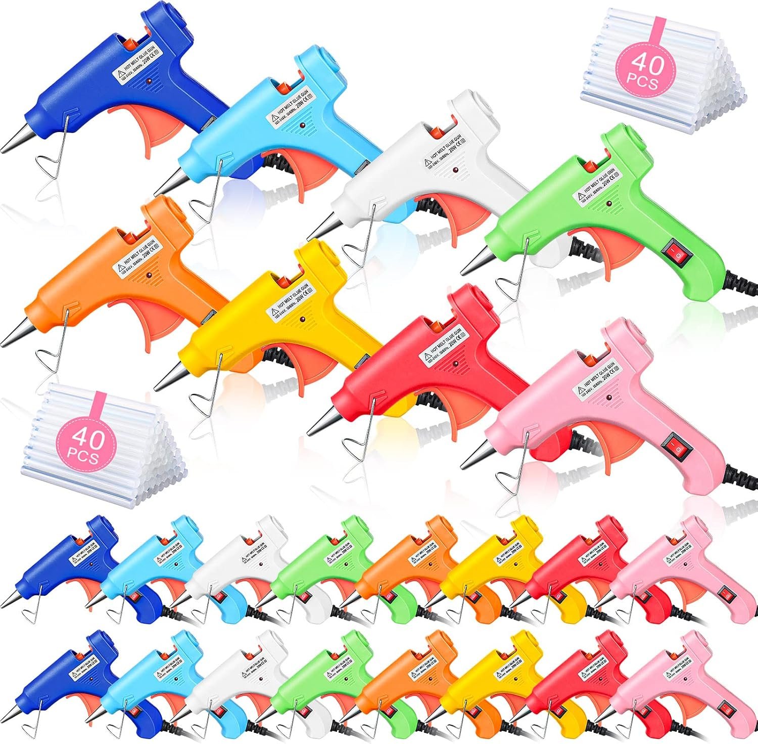 Zhengmy 24 Pcs Mini Hot Glue Gun with 40 Sticks, Craft Glue Guns Kit