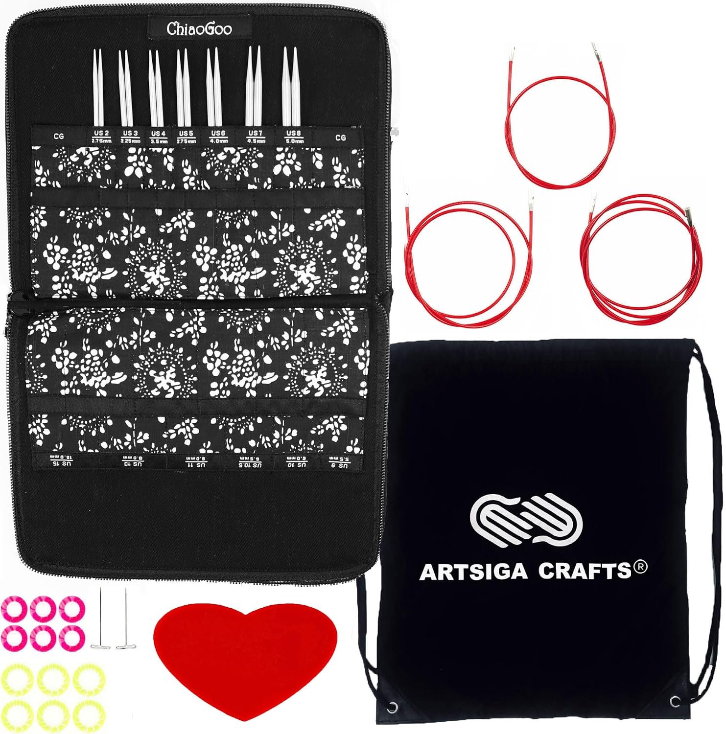 ChiaoGoo Twist Red Lace 5-inch Small 7500-S Interchangeable Set
