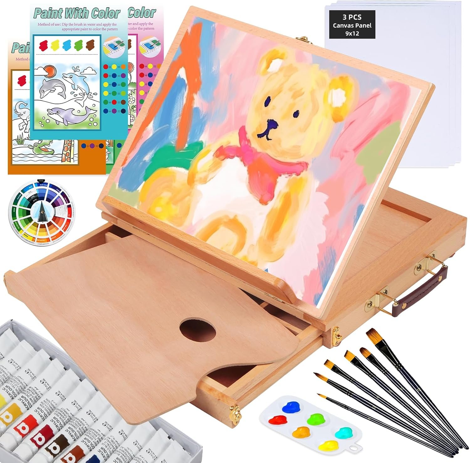Falling in Art 29 Pcs Acrylic Painting Kit with Tabletop Easel