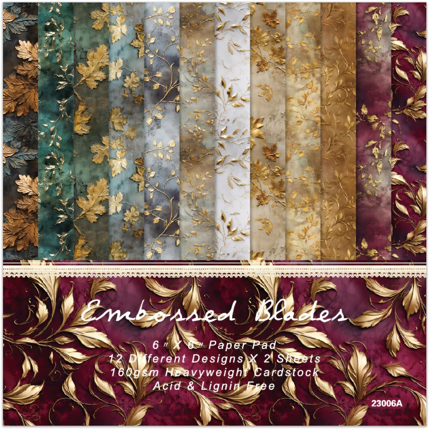 Autumn Leaves Scrapbook Paper Pad, 24 Sheets 6 x 6 Inch Vintage Patterned Designed Wedding Decorative Decoupage for Card Making Folded Supplies Gift Wrapping Journals DIY Crafts Photo Album