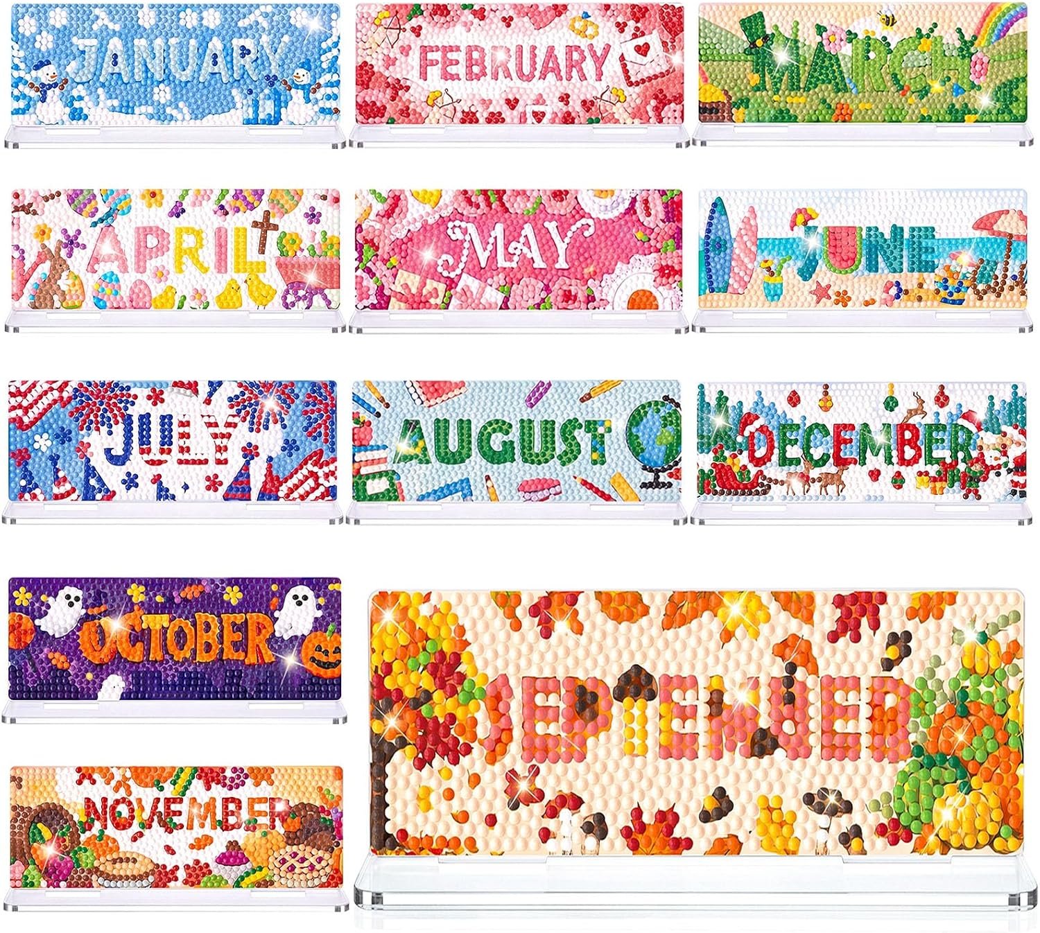 YooNotee 12 Sets Seasonal Diamond Art Kit Holiday Tabletop Decorations