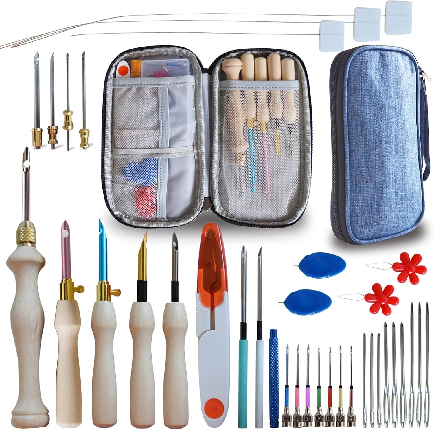 DiaWiew Punch Needle Embroidery Kit – Complete Set for Needle Punching – Includes Adjustable Punch Needle Tool and Wooden Handle Embroidery Pen Set – Ideal for Adults Beginners