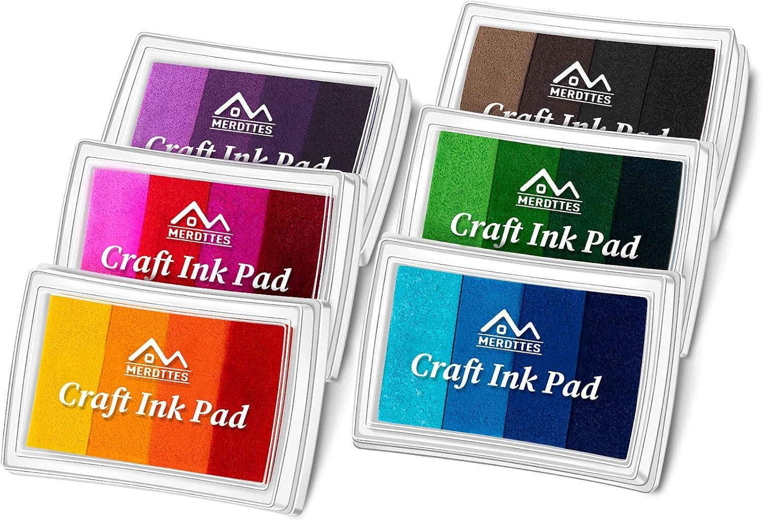 MERDTTES Rainbow Ink Pads, Washable Finger Stamp Pads for Kids Crafts