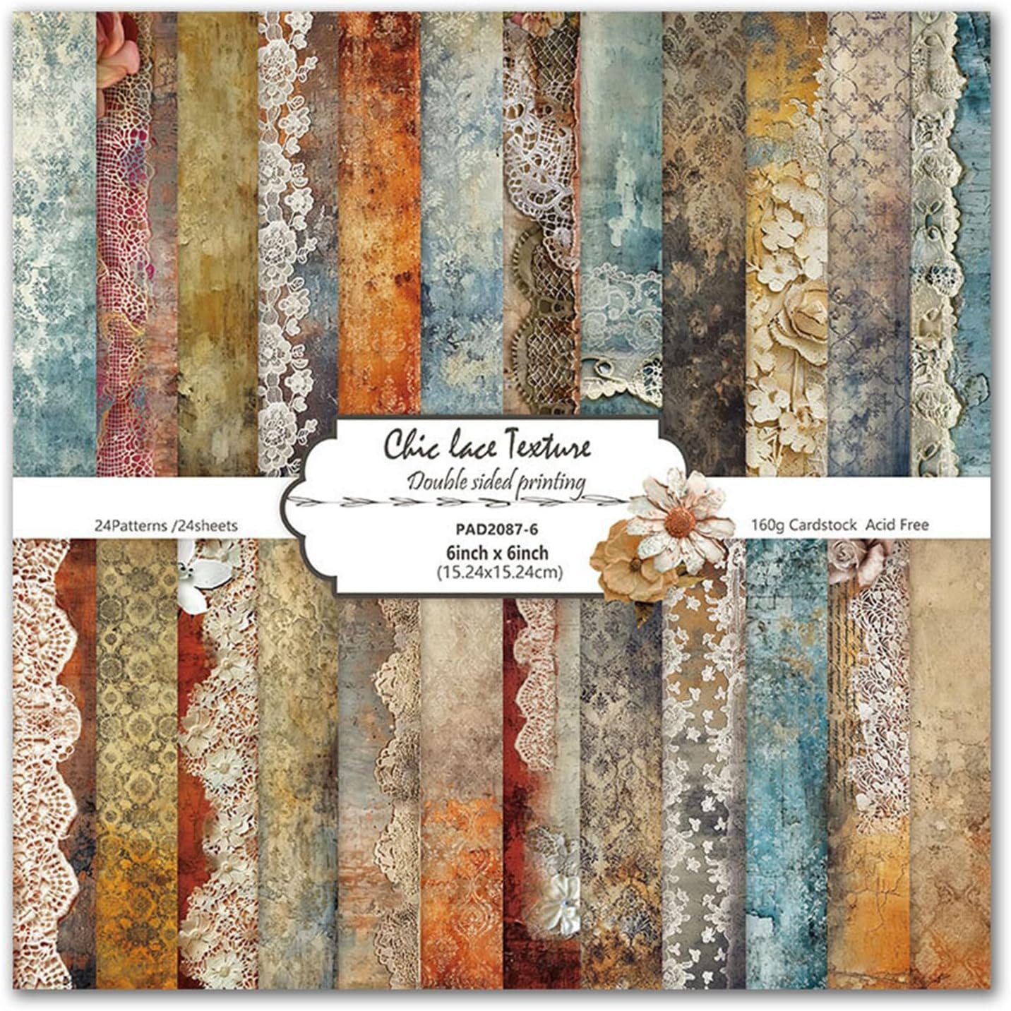 Vintage Aesthetic Floral Scrapbook Paper Scrapbooking Specialty Flower Pattern Double Sided Decorative Craft Paper Pad Supplies for DIY Card Making Photo Album Journal 6×6,24 Sheets