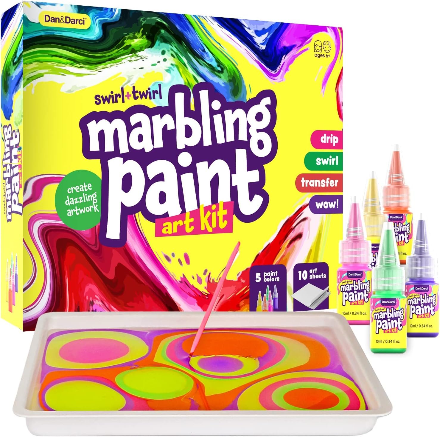 Marbling Paint Art Kit for Kids – Arts & Crafts Gifts for Girls & Boys