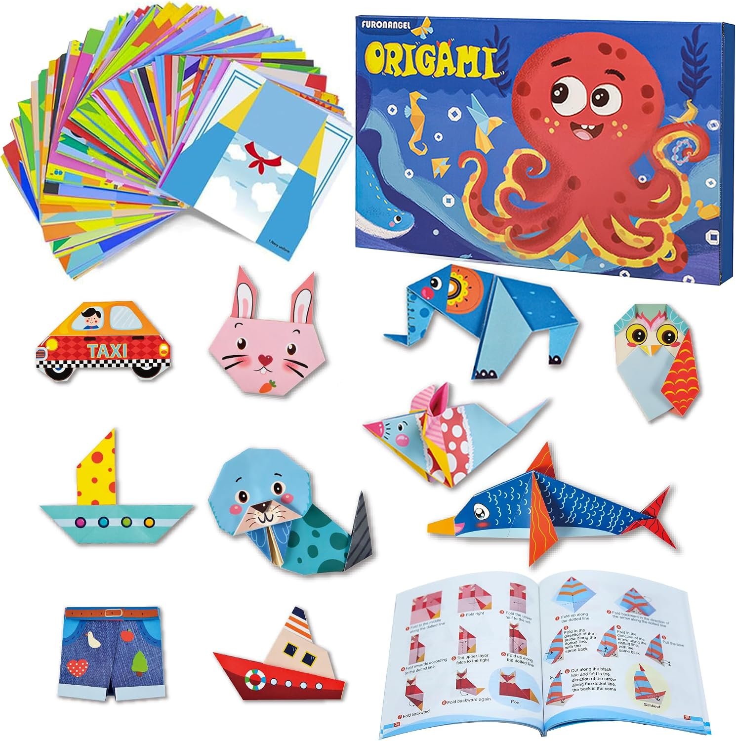 Origami Kit for Kids Ages 5-16, 212 Sheets with 72 Patterns & Instruction Book | Origami Paper Kit for Beginners & Advanced | Arts & Crafts Toys for Girls & Boys Ages 8-12 | Birthday & Christmas Gifts