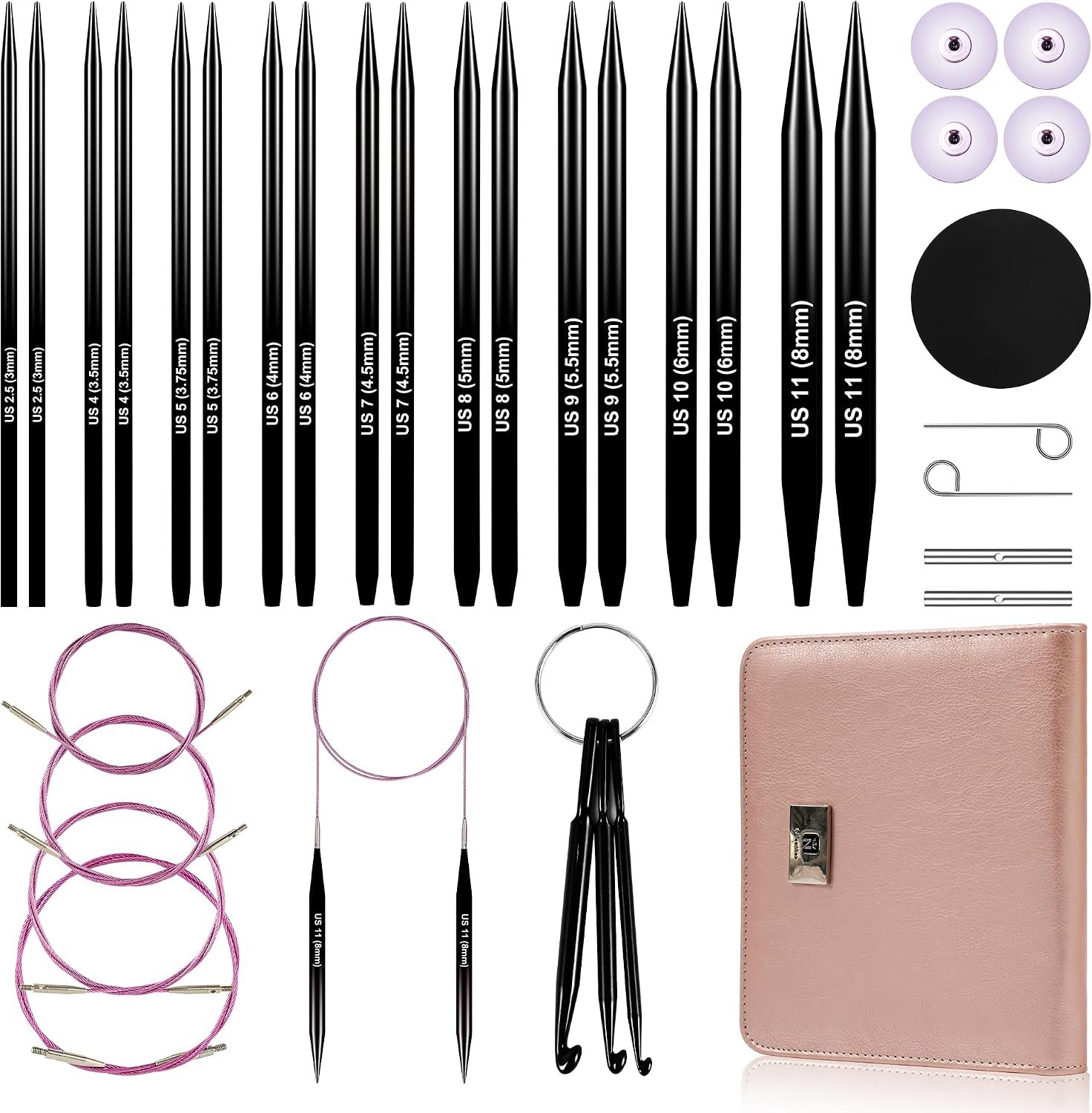 Froggod 4.53″ (11.5cm) Interchangeable Circular Knitting Needles Set