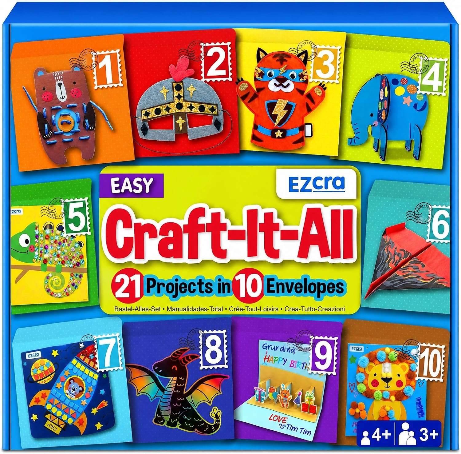 EZCRA Craft Box for Kids Ages 4-8 – 21-in-1 Arts and Crafts Kit