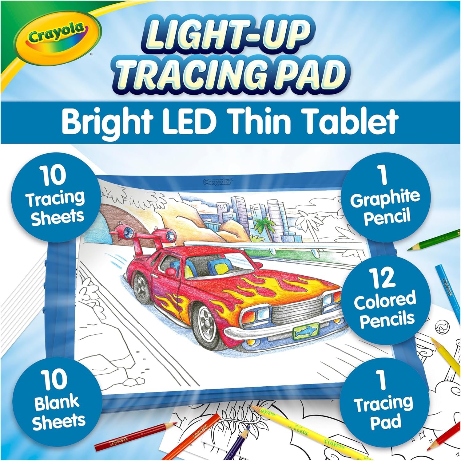 Crayola Light Up Tracing Pad – Blue, Drawing & Tracing Projector for Kids, Sketching Light Box Table, Toys for Kids, Gift for Girls & Boys, Ages 6+