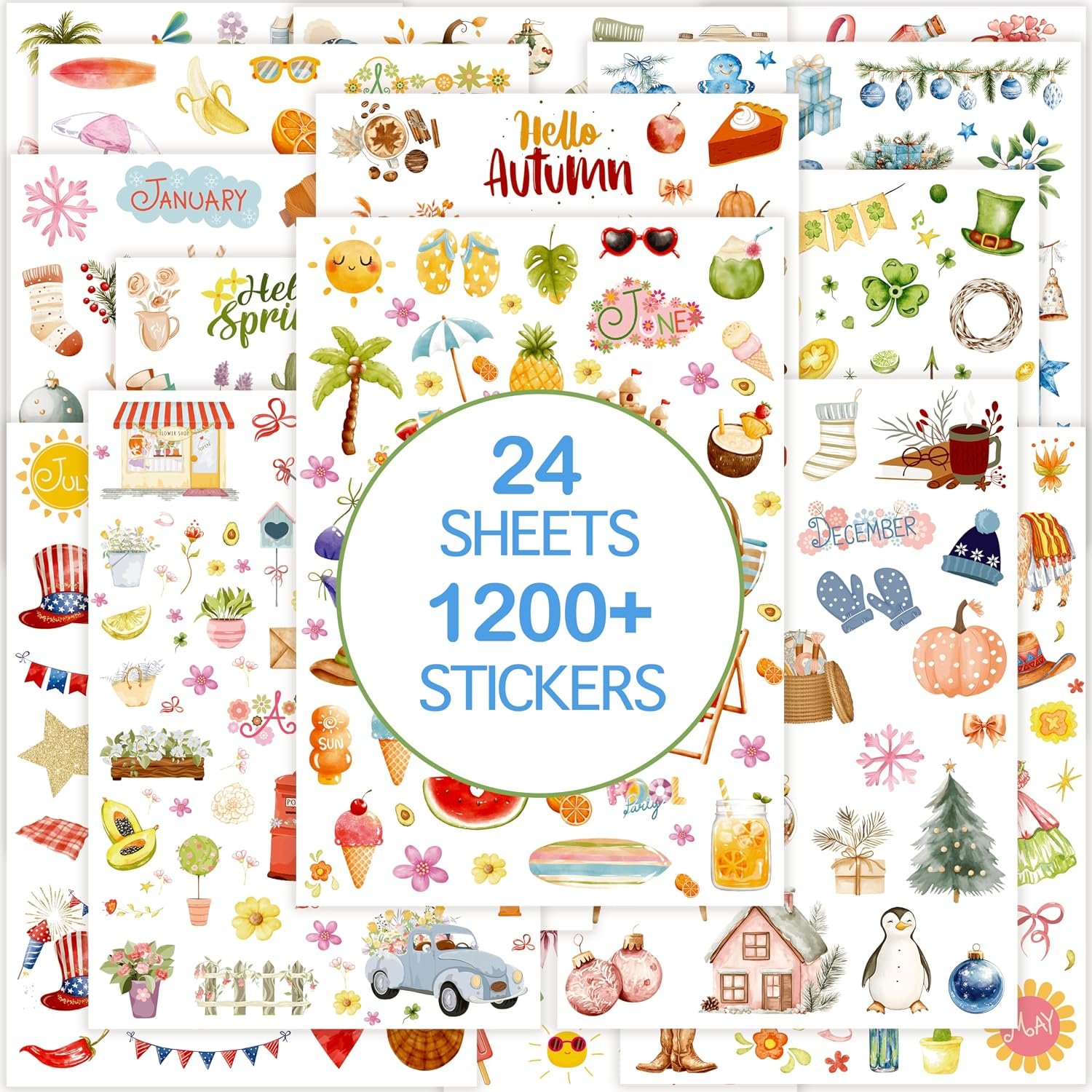 Slapaflife Planner Stickers (24 Page, 1000+ Stickers, Multicolor, Paper, Vintage Style, Holiday & Seasonal Themed, Planner & Scrapbook Accessories)