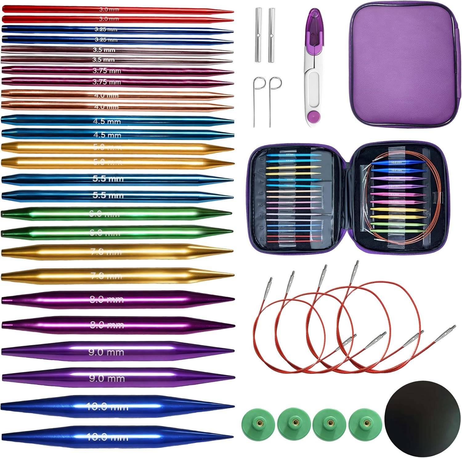 Circular Knitting Needles Set, 13 Pairs 4 Inch Knitting Needles 3mm-10mm