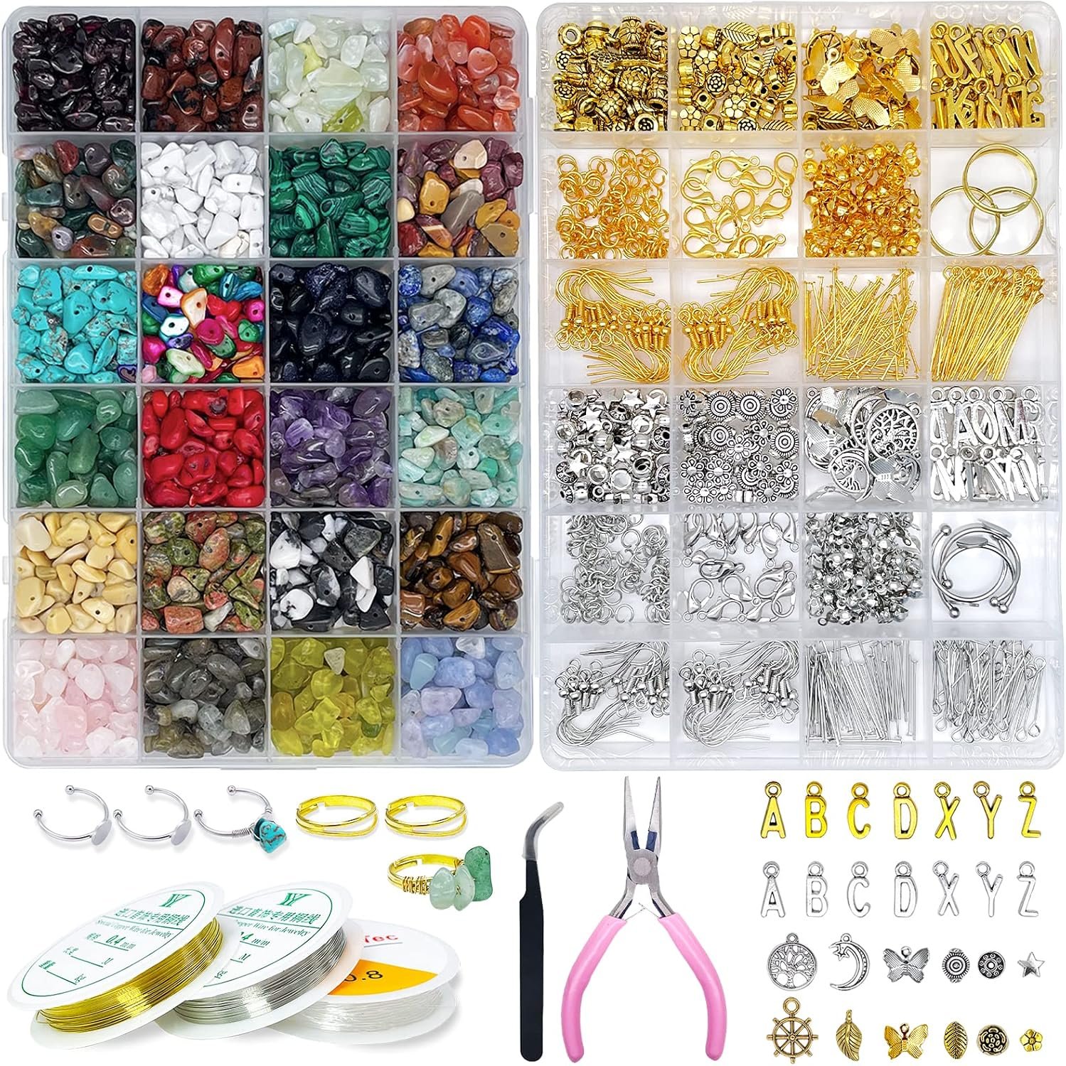 ygorios Jewelry Making Kit for Adults – 1760 PC Crystal Beads, 800 PC Jewelry Findings, DIY Bracelet, Earring