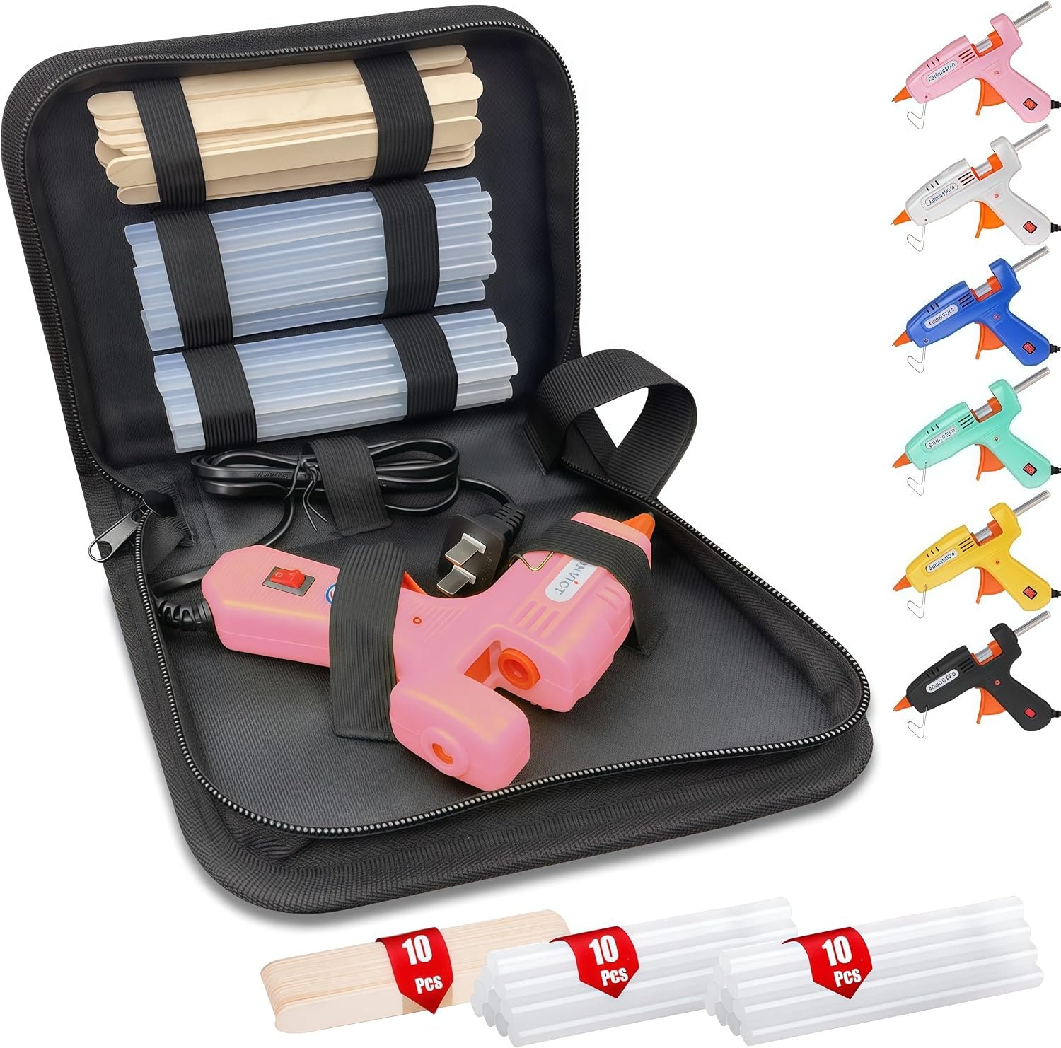 MONVICT Hot Glue Gun Kit, Mini Pink Glue Gun with Carrying Case,Pink, 30W