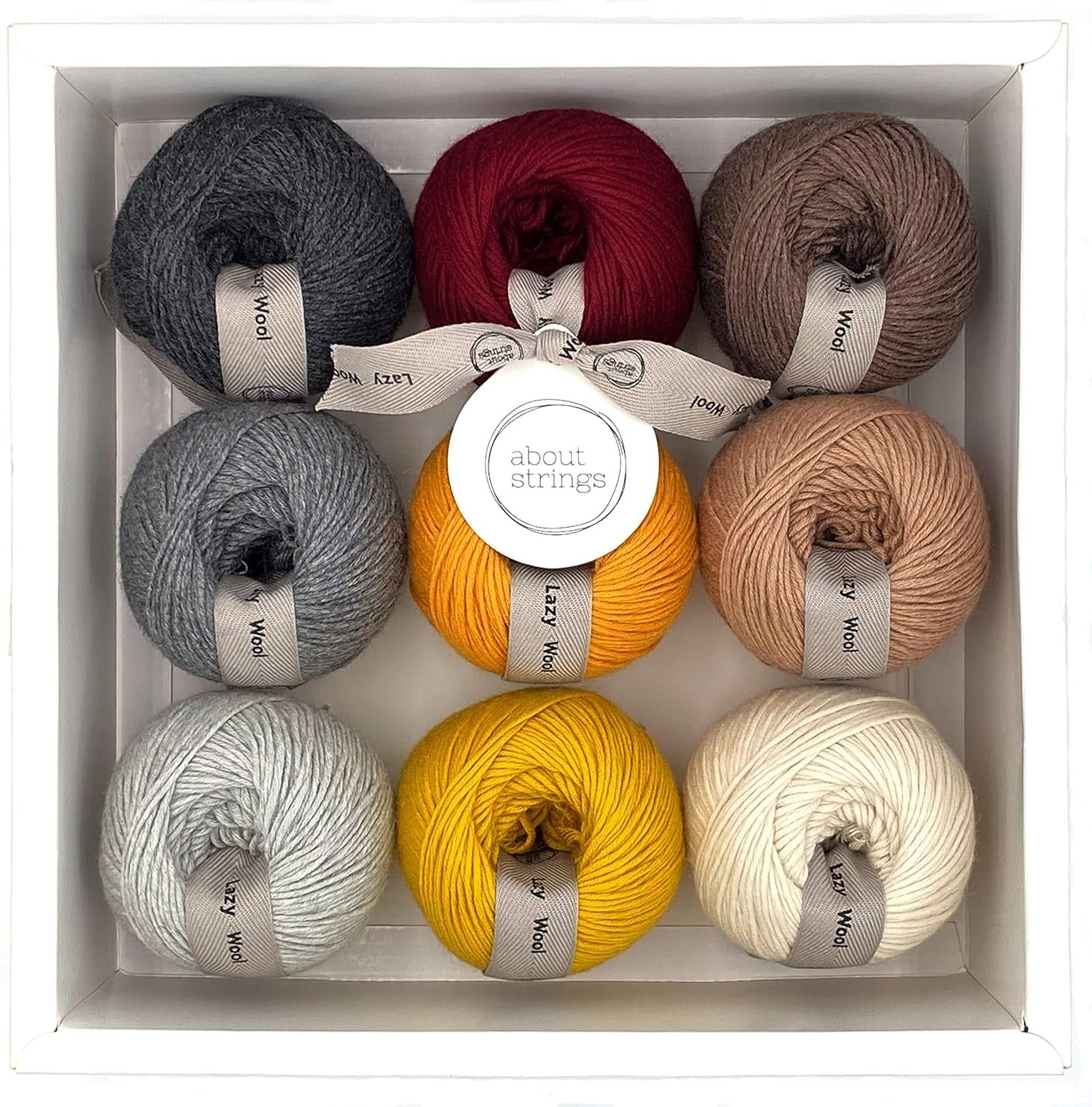 55% Extra Fine Merino Wool 45% Cotton #3 Light DK Yarn Box Set Bundle – Maple Collection, 9 Balls x 50g, 900m Total, Machine Washable (Maple)