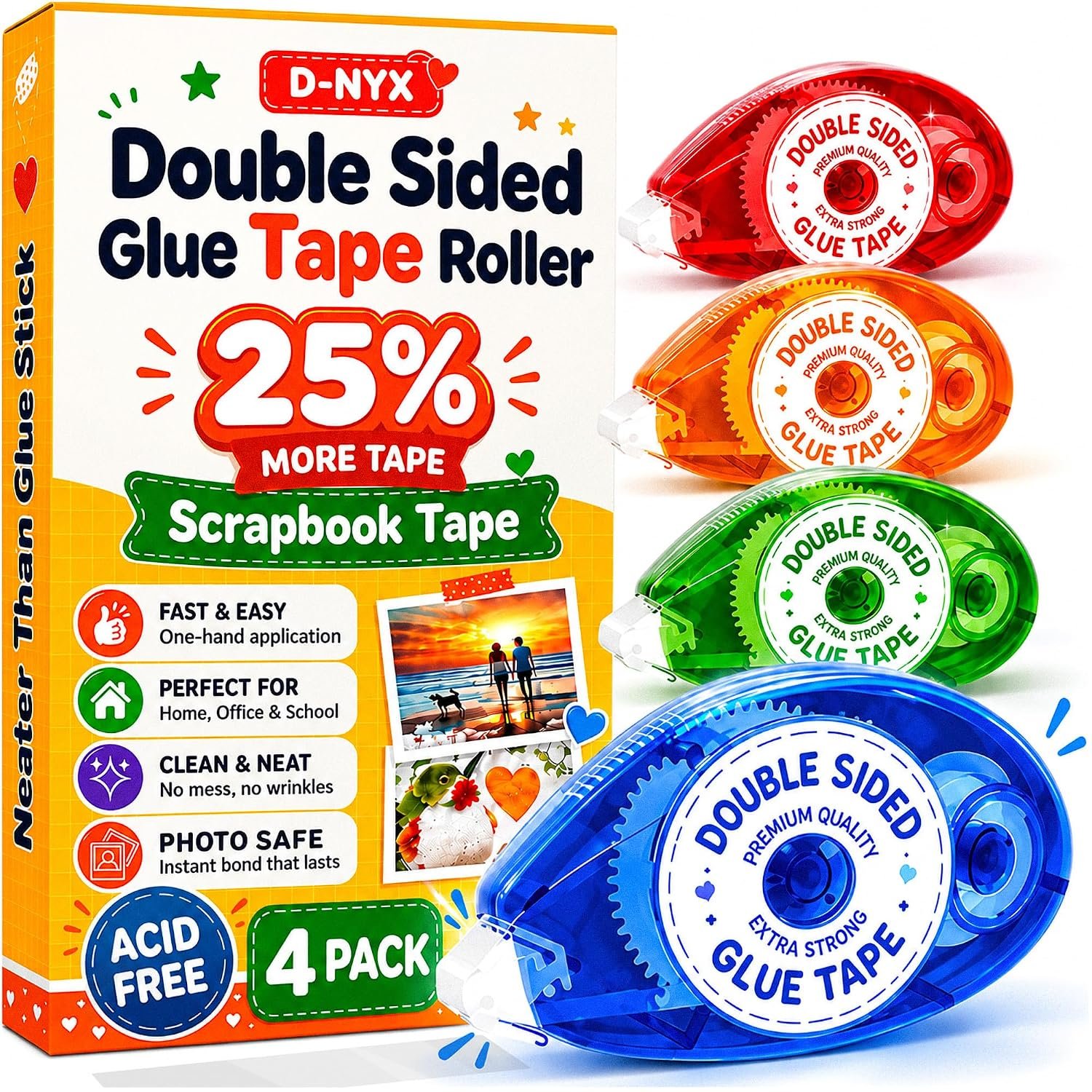 Scrapbook Tape, Glue Tape for Art & Crafts, Double Sided Tape Roller