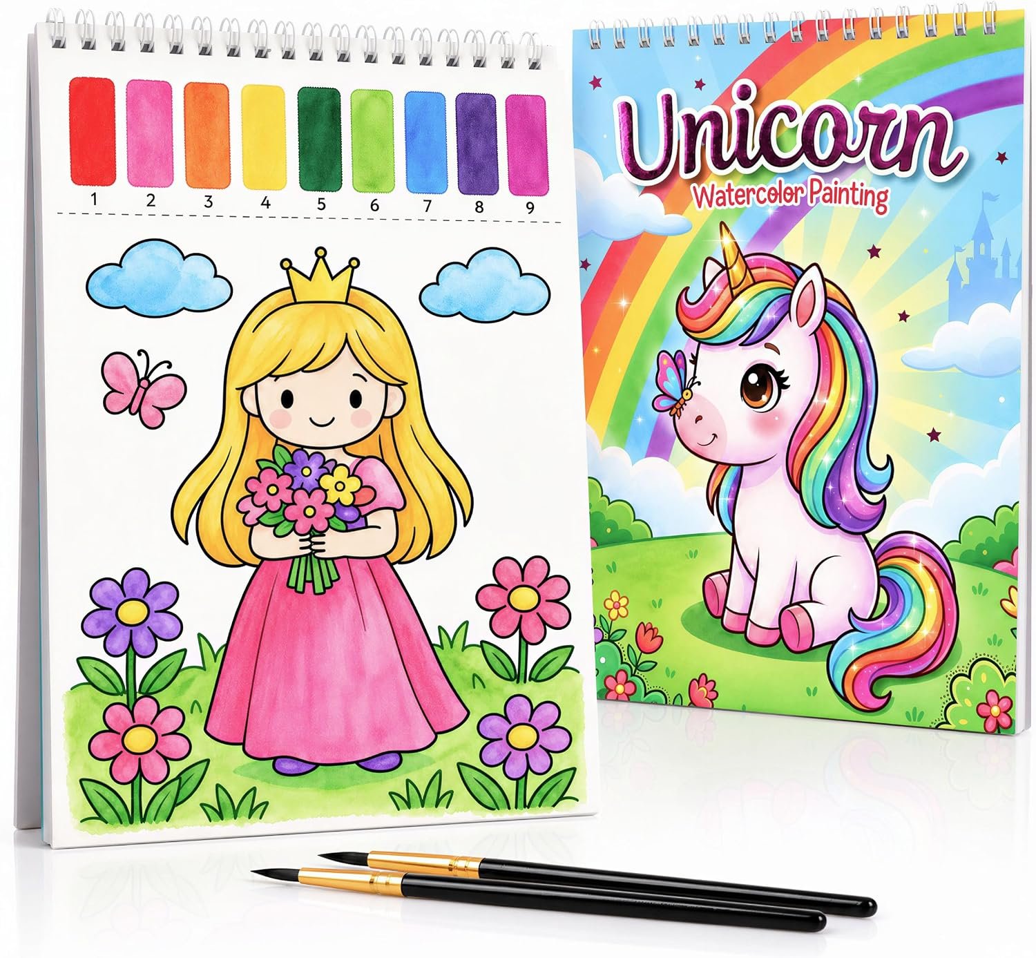 Fun Watercolor Books for Kids and Toddlers – Set of 2 Paint by Number Books
