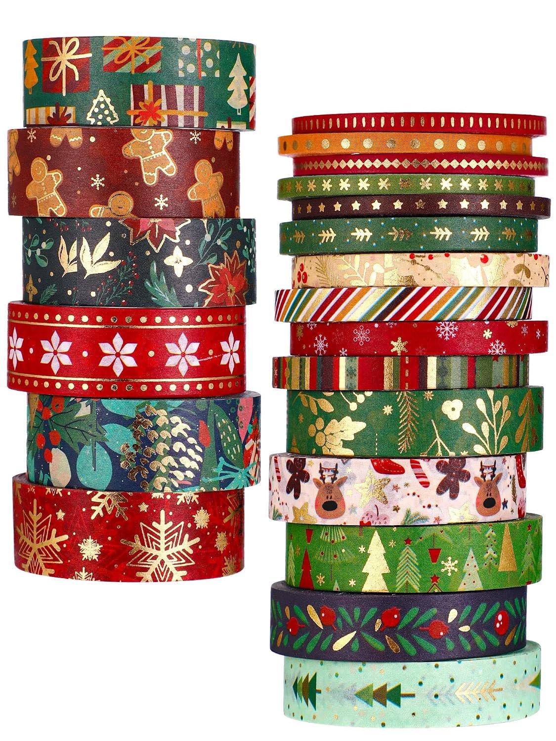 Outus 21 Rolls Christmas Washi Tape(21 Rolls,Vintage)
