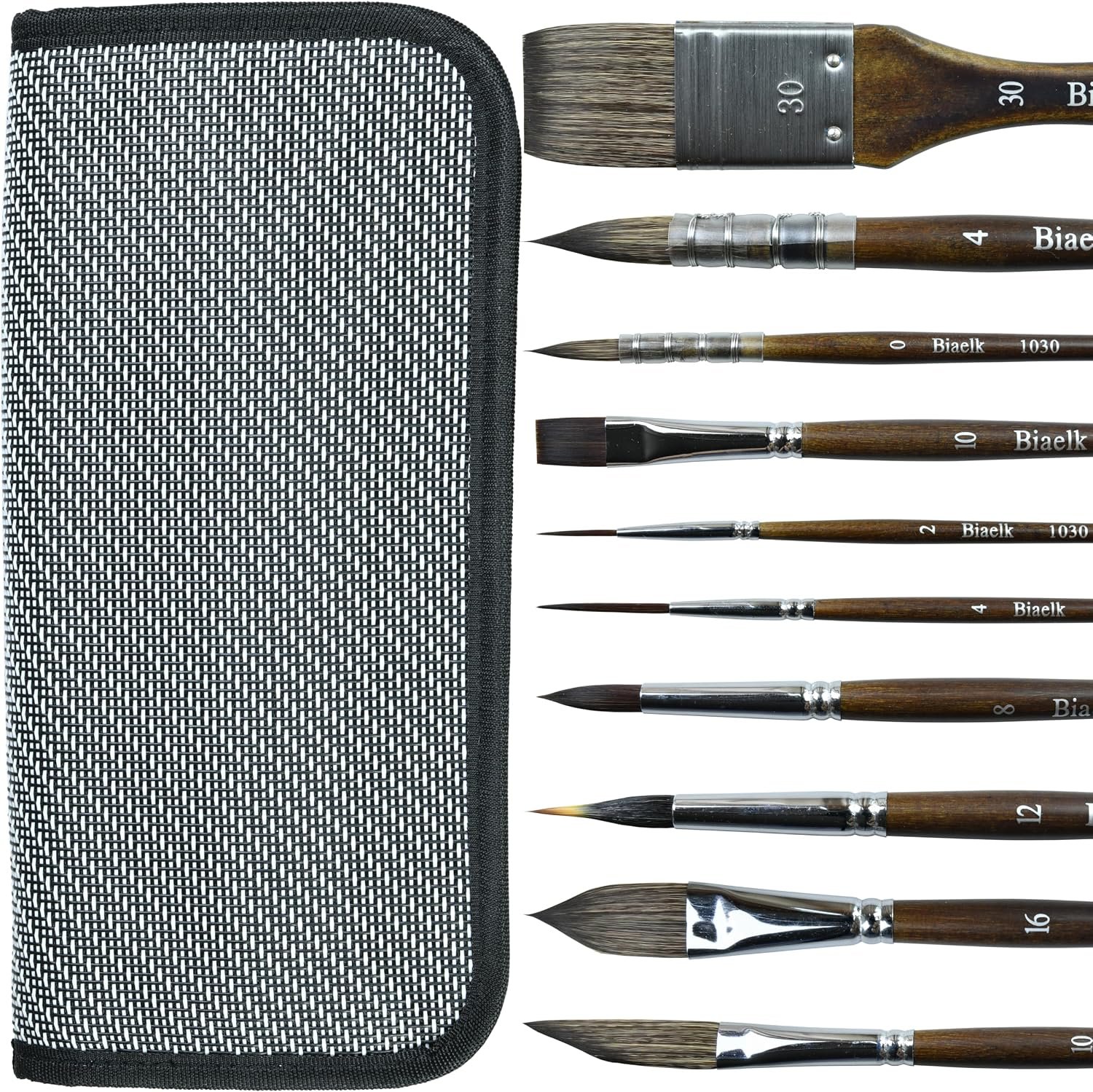 Watercolor Brushes Set of 10, Synthetic Hair with Wood Holders