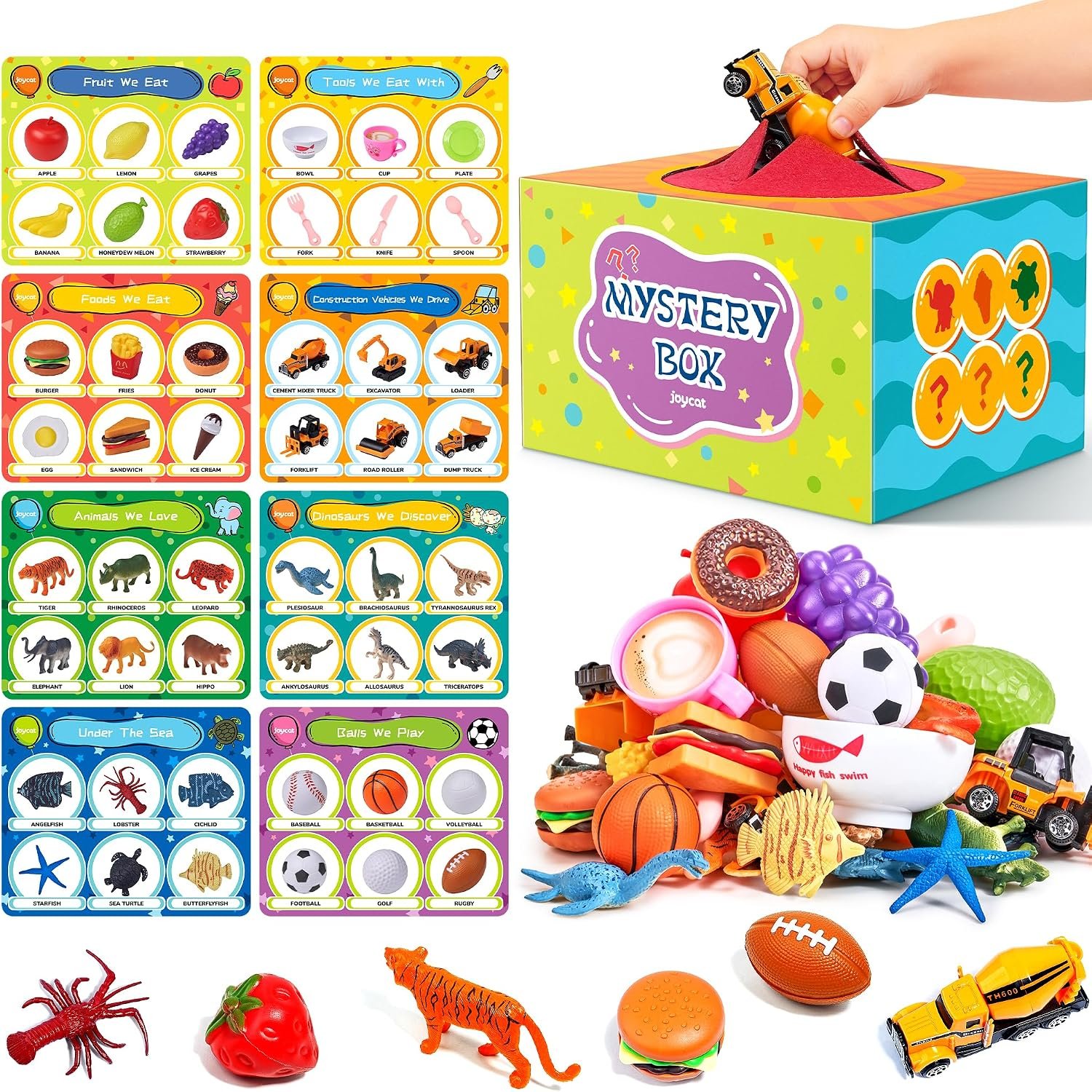 JoyCat Montessori Sensory Sorting Box with 48 Objects for Kids Ages 3-5