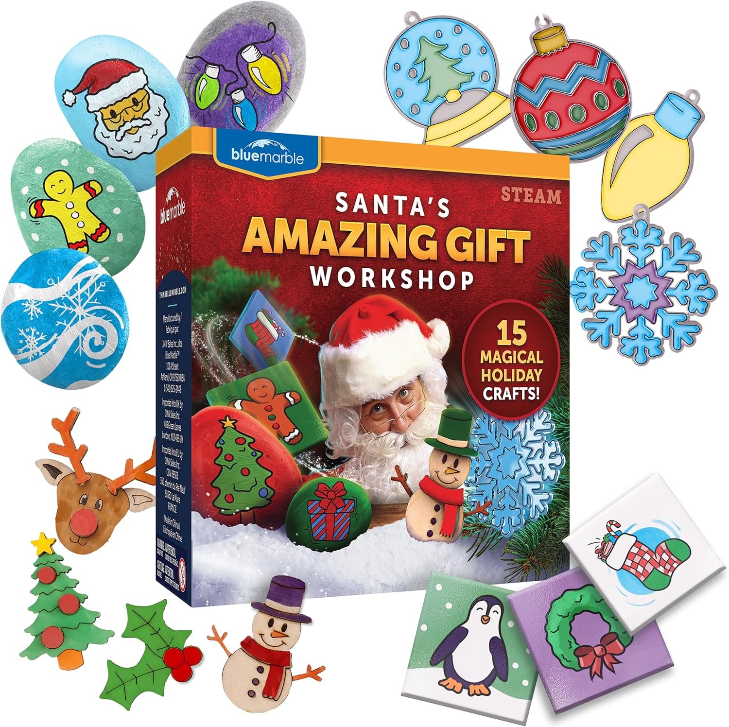 Blue Marble Santa’s Christmas Craft Kit with 15 Holiday Projects