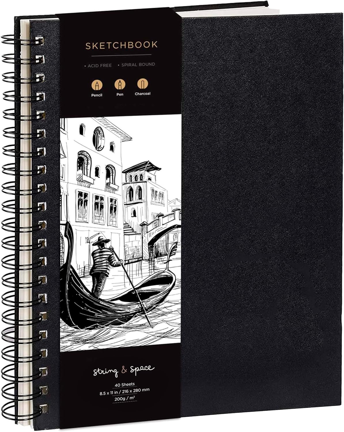 Artist’s Sketchbook Hardcover – 200GSM Very Thick Paper – Large, Spiral Sketch Book for Drawing and Mixed Media – Sketch Pad, Art Book – 8.25 x 11.4, 40 Sheets / 80 Pages