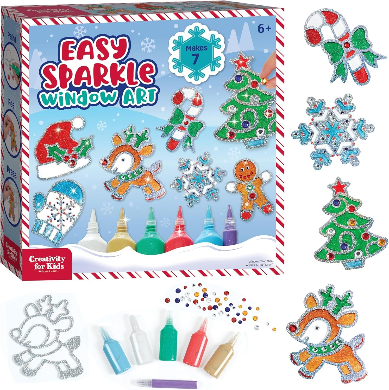 Creativity for Kids Holiday Easy Sparkle Window Art Craft Kit: Create 7 Window Art Designs, Holiday Crafts, Christmas Crafts for Kids, Christmas Activities for Kids (Ages 6+)