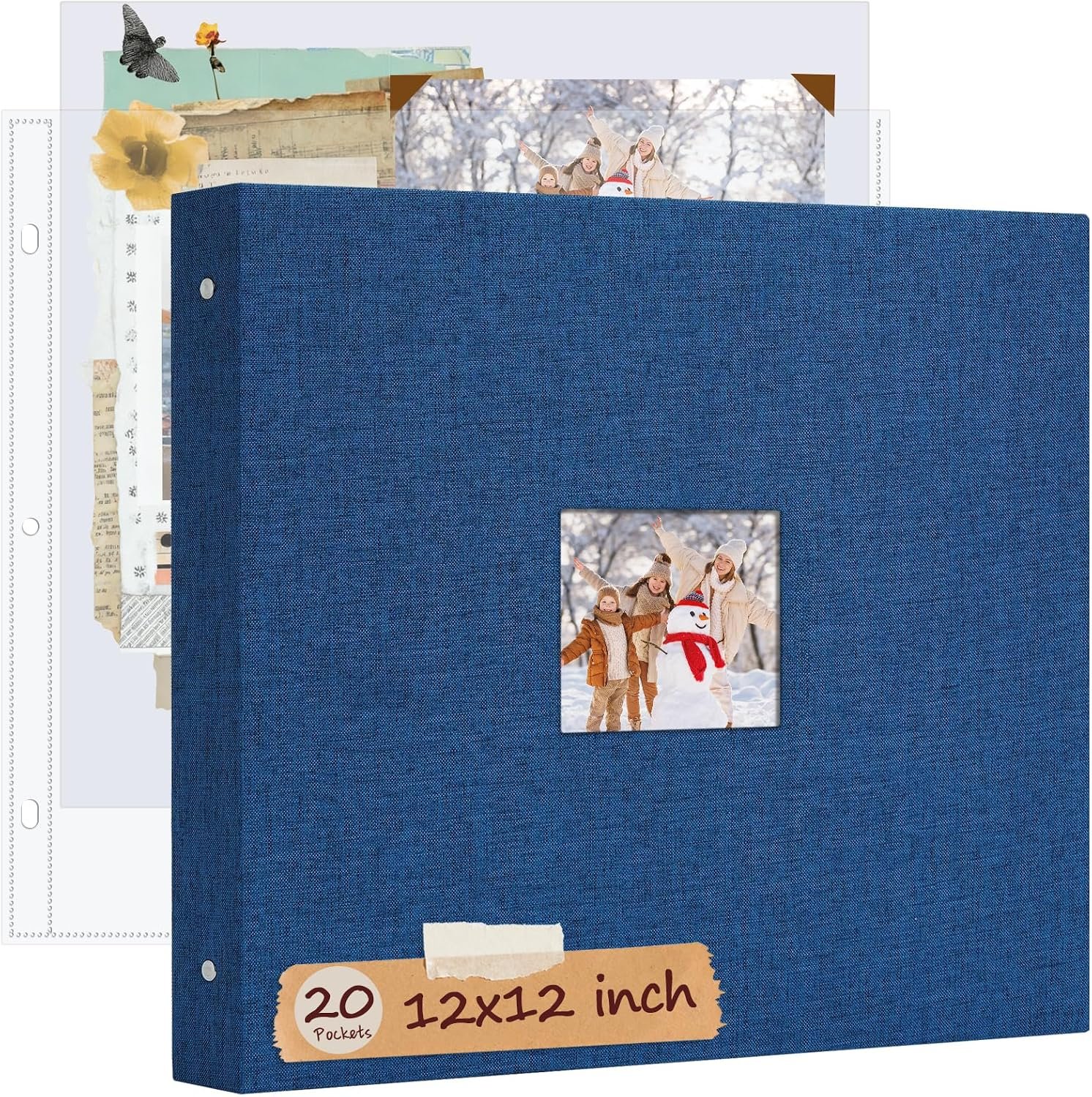 12×12 Inch Large Scrapbook Photo Album, 3 Ring Binder- Navy