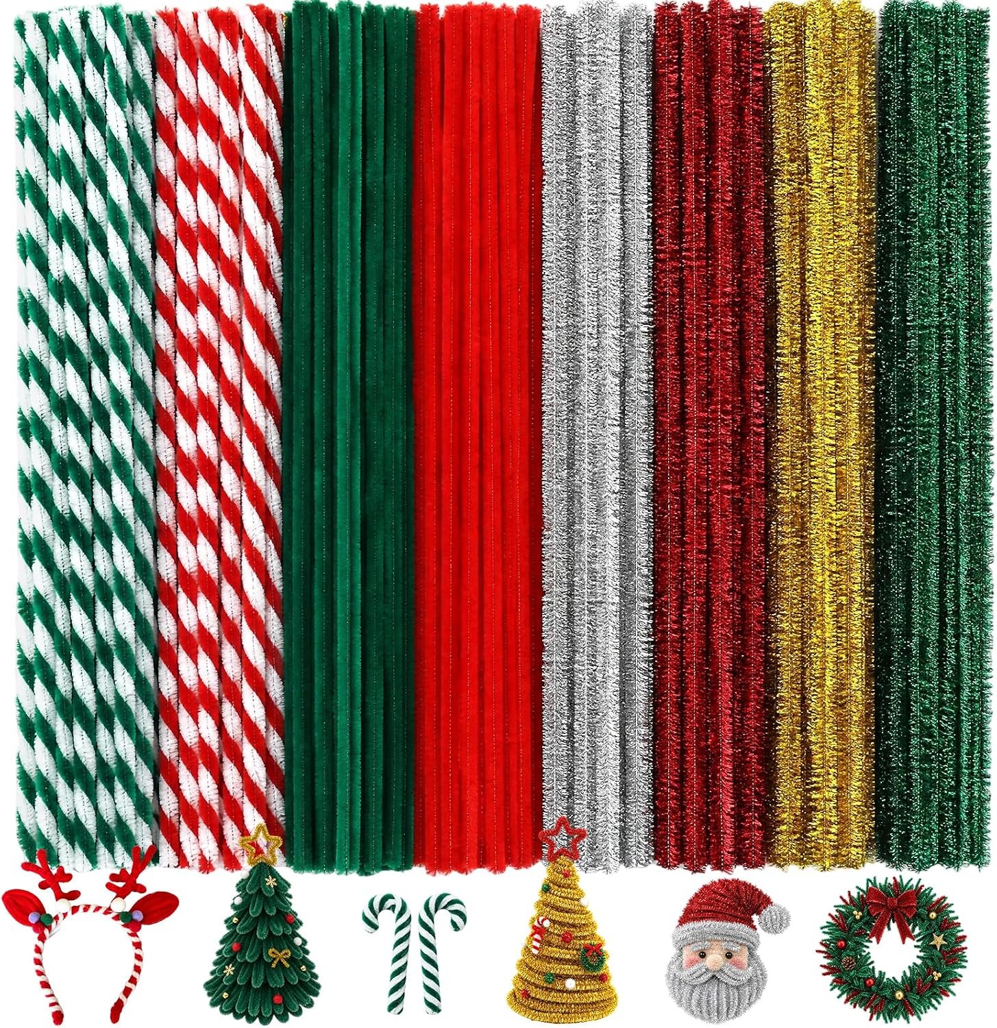 Christmas Pipe Cleaners, 500PCS Pipe Cleaner Crafts, Chenille Stems