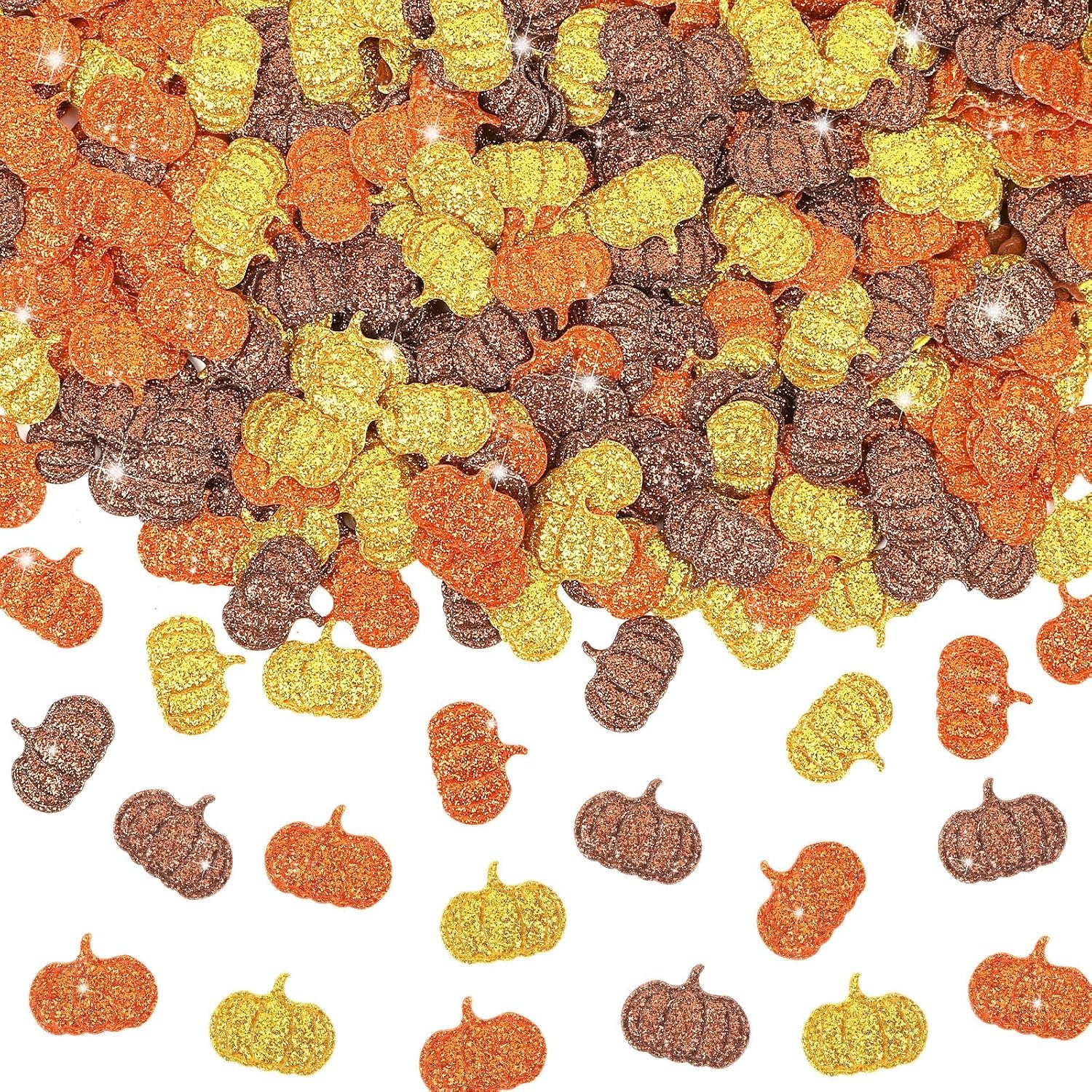 MARFOREVER 500 Pcs Fall Felt Pumpkin Glitter Confetti Table Decorations