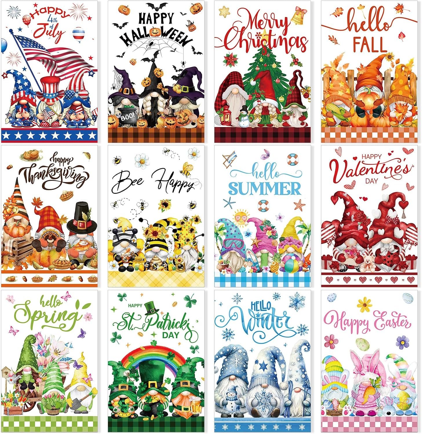 VioraWhite 12 Pcs Seasonal Diamond Art Set for Adults Holiday Theme Diamond Painting Kits for Women DIY Cartoon 5d Rhinestones Crafts Gifts with Tools for Home Wall Decoration(Gnomes)