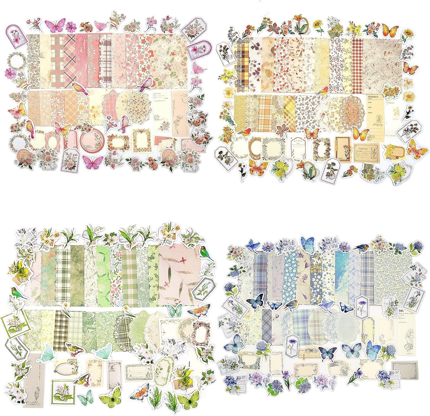 Vintage Floral Scrapbook Paper & Journaling Stickers, 400pcs
