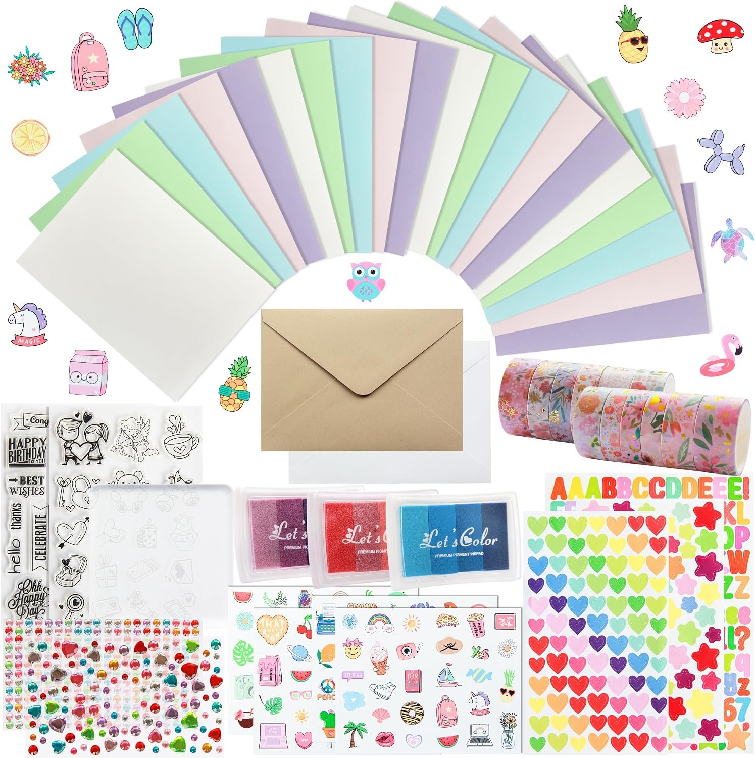 J6&H6 Card Making Kits For Creative people – 30 Blank Greeting Cards And Envelopes with Supplies and Stamp Set-Giftable DIY Greeting Card Set-Perfect for Birthdays Festive Celebrations Christmas Thank You