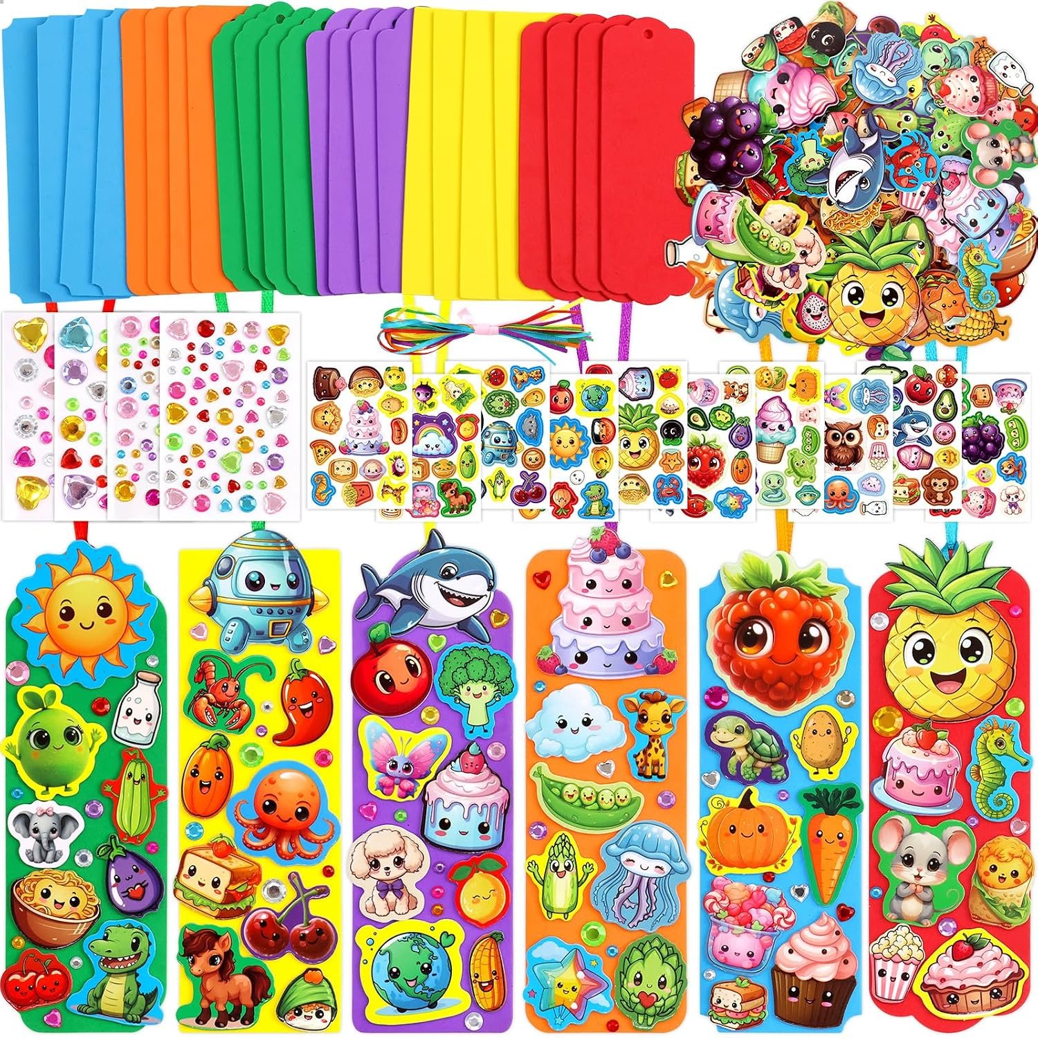 Treasure Cove Bookmark Craft Kits Kids DIY Foam Bookmark Ornaments 24Pcs